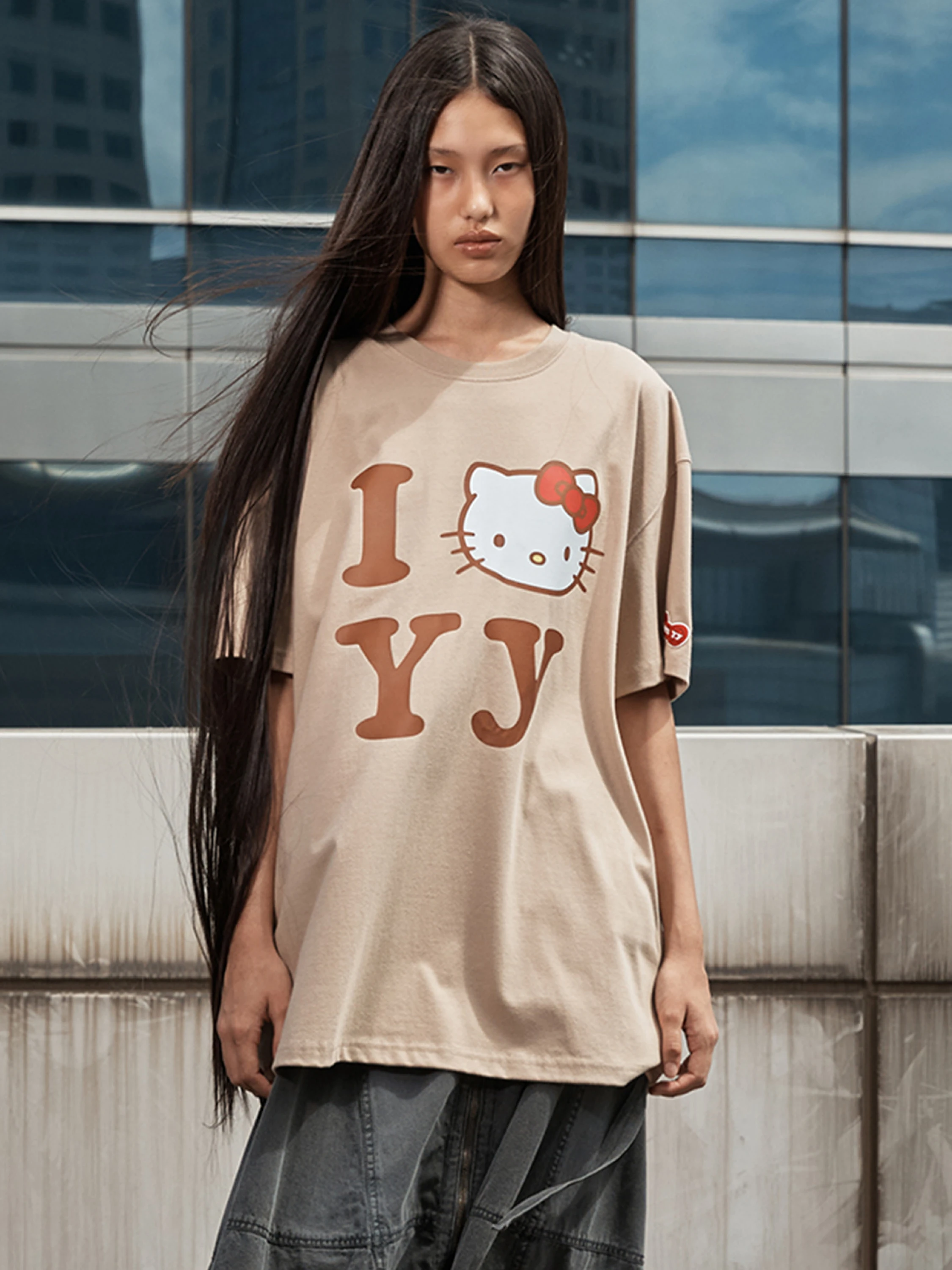 Футболка OPEN YY Hello Kitty x YY T-Shirt Beige
