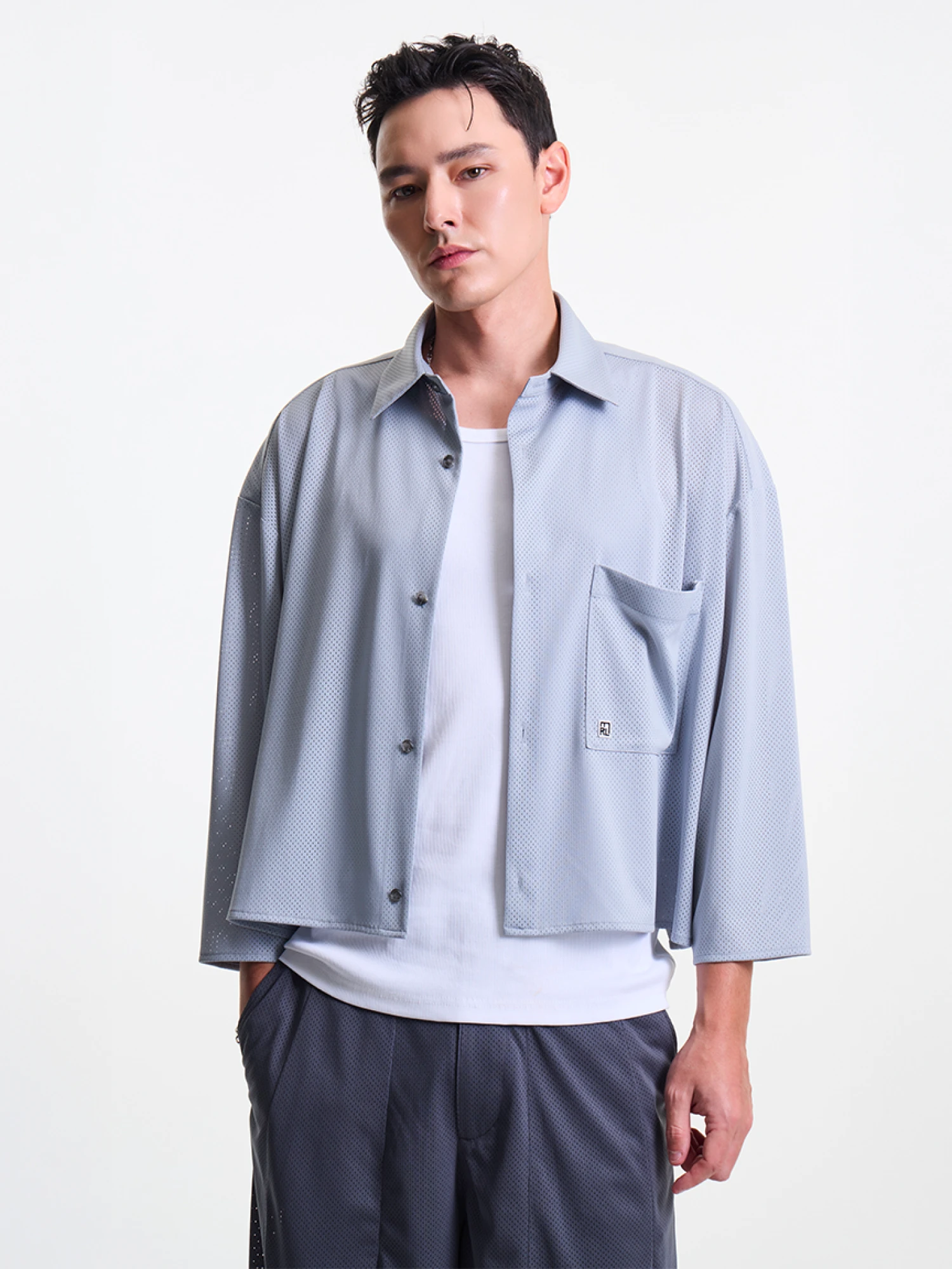 Рубашка MERELY MADE US Mesh Cropped Pegion Blue
