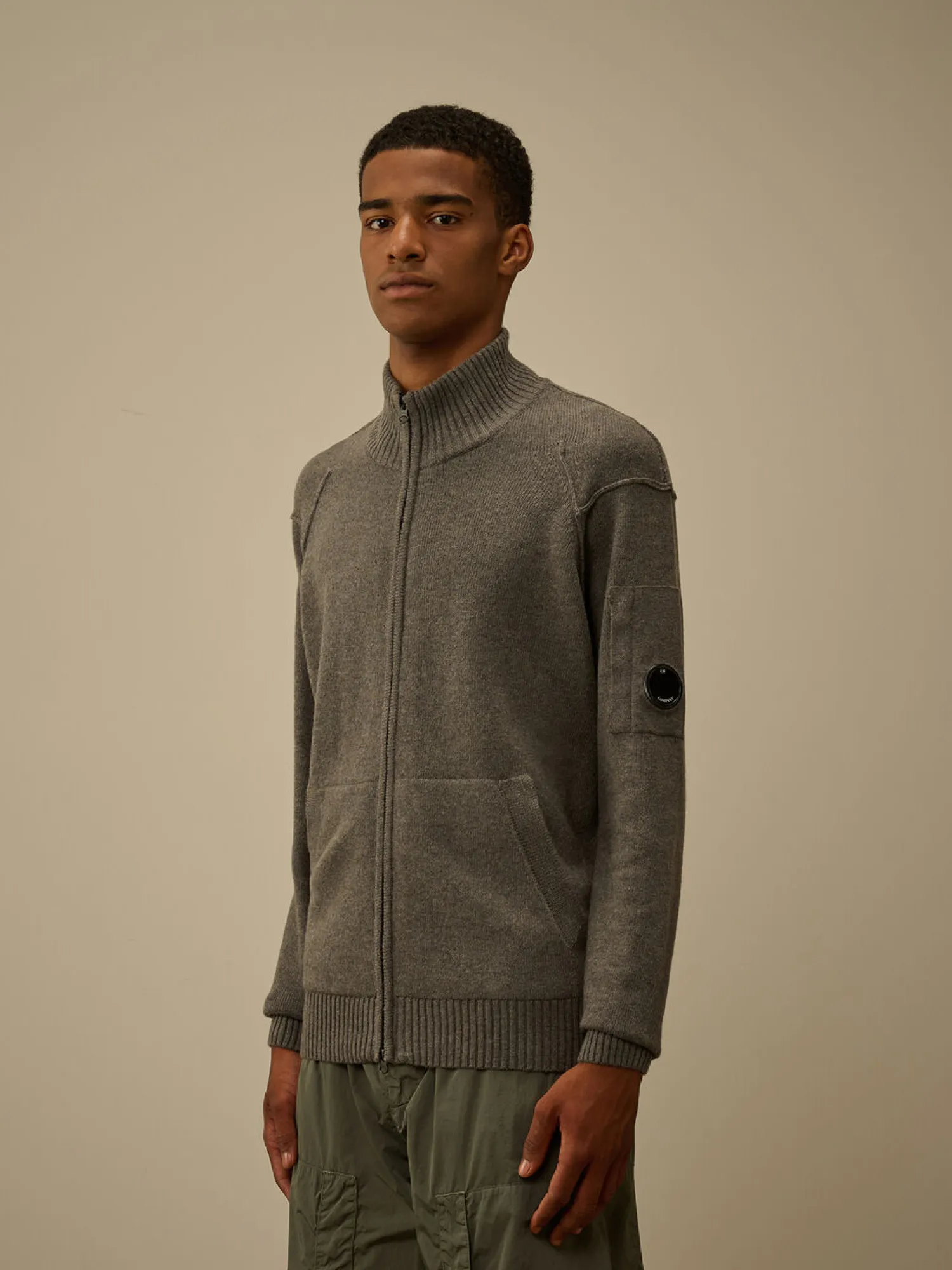 Кардиган C.P. Company Lambswool GRS Full Zip Gunmetal