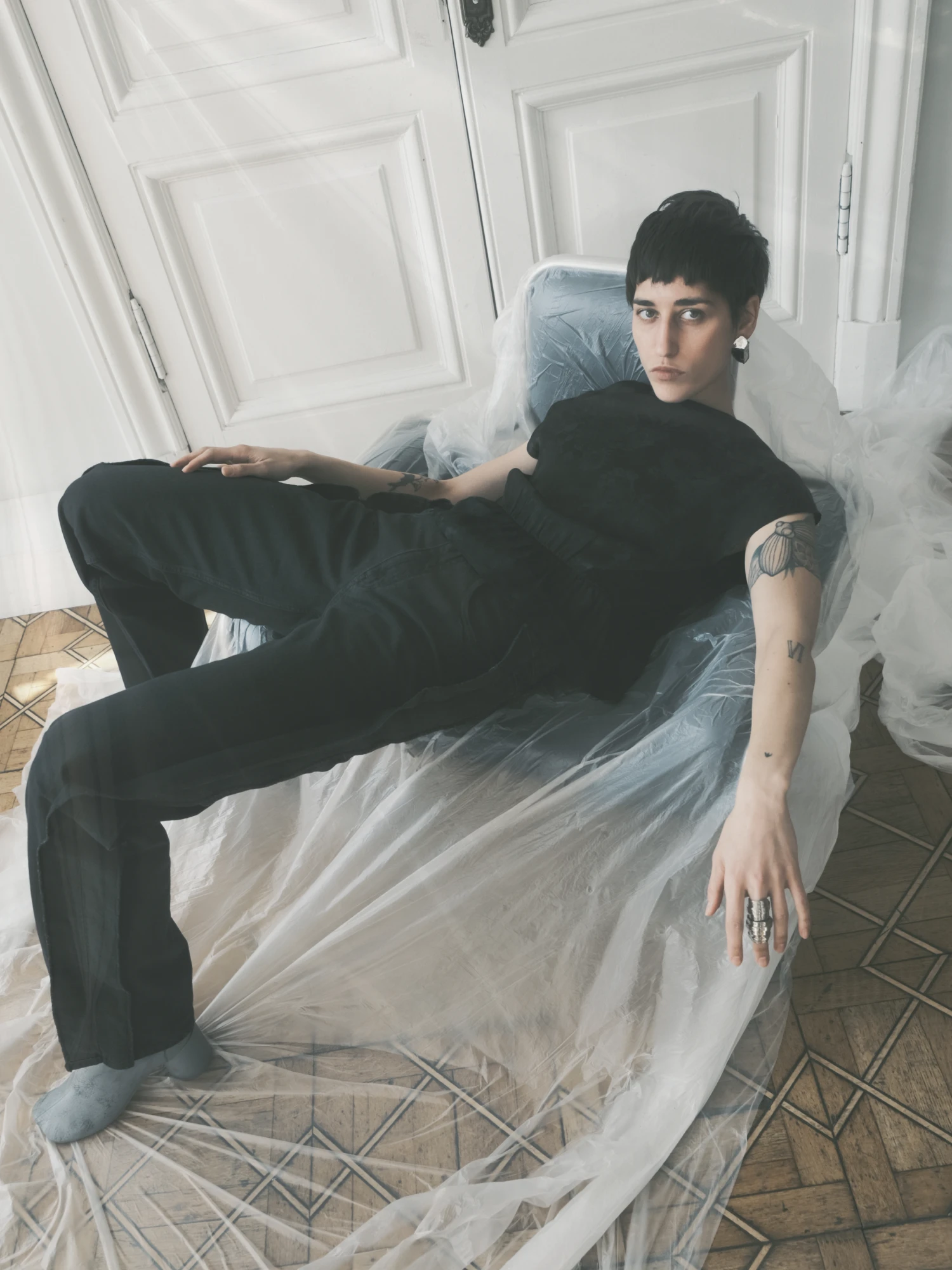 Женский топ MM6 Maison Margiela Jacquard Black