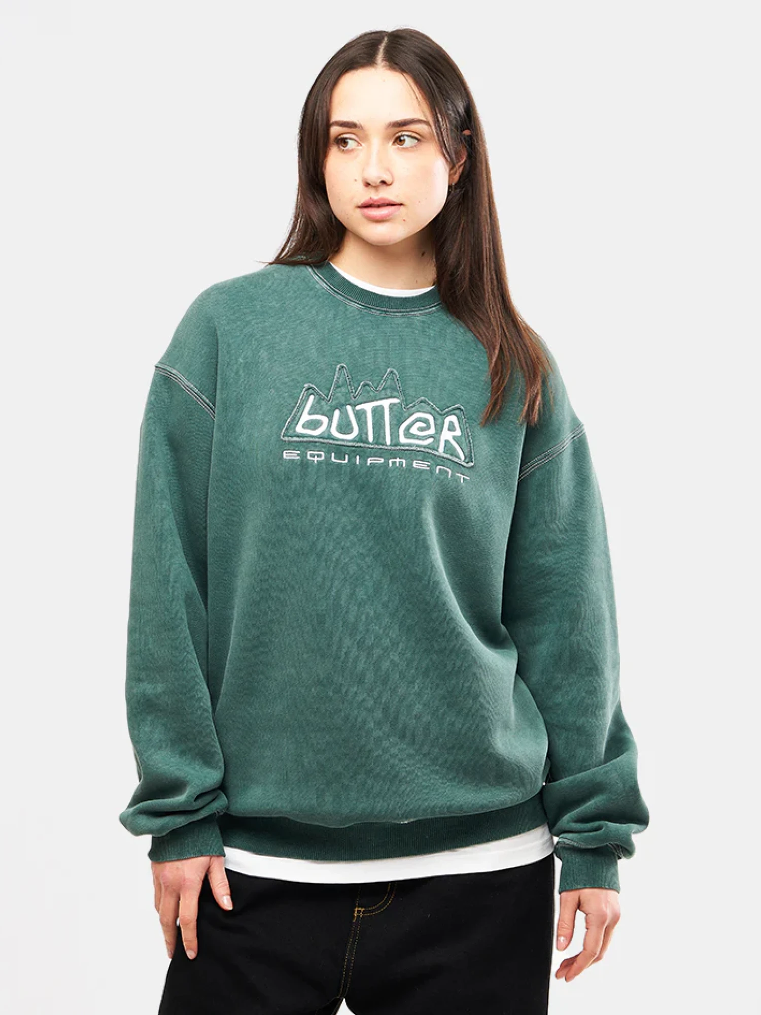 Свитшот Butter Goods Equipment Applique Washed Fern