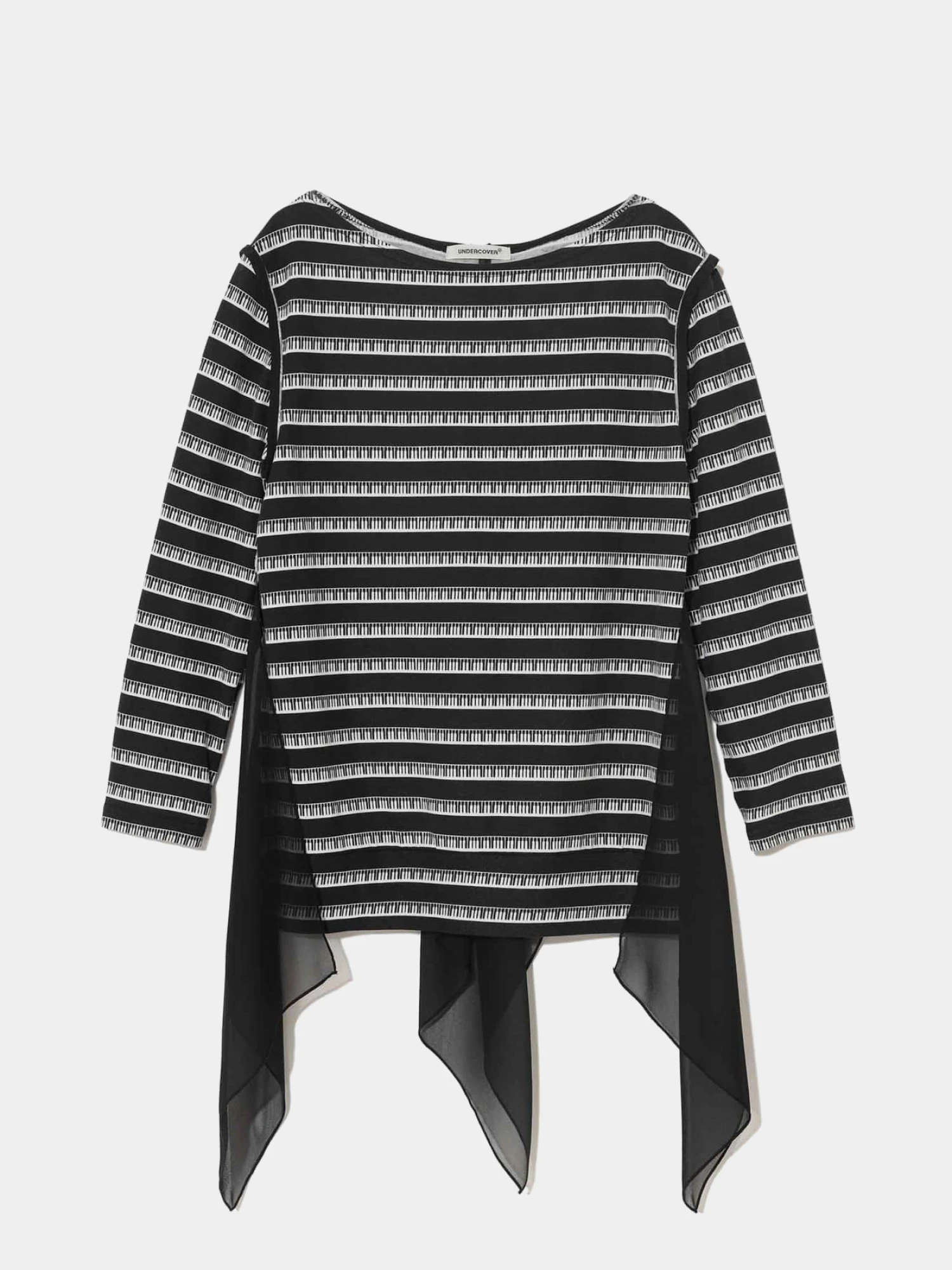 Женский лонгслив UNDERCOVER Cotton Boat Neck Border Black