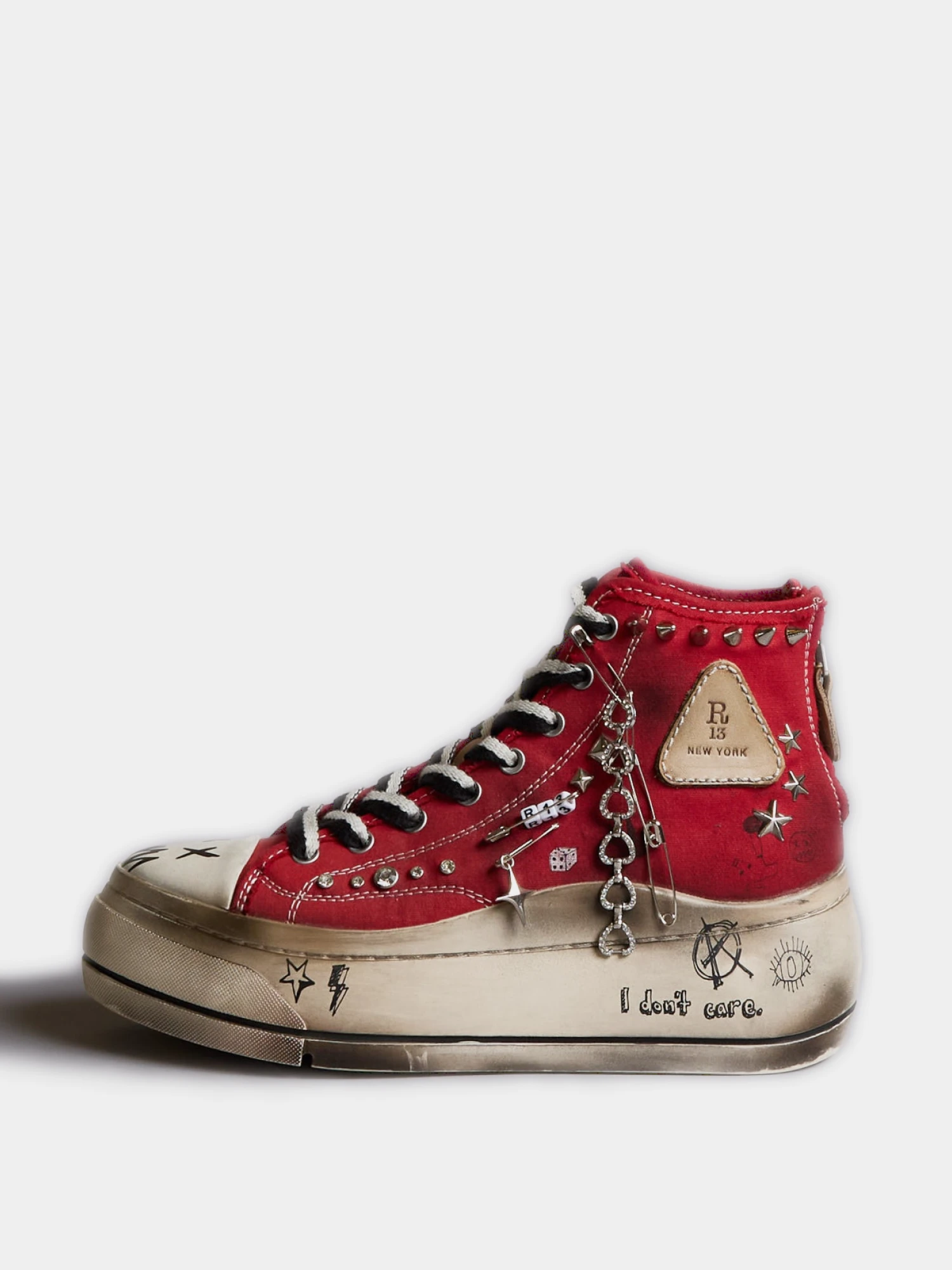 Женские кеды R13 Kurt High Top Studs Red