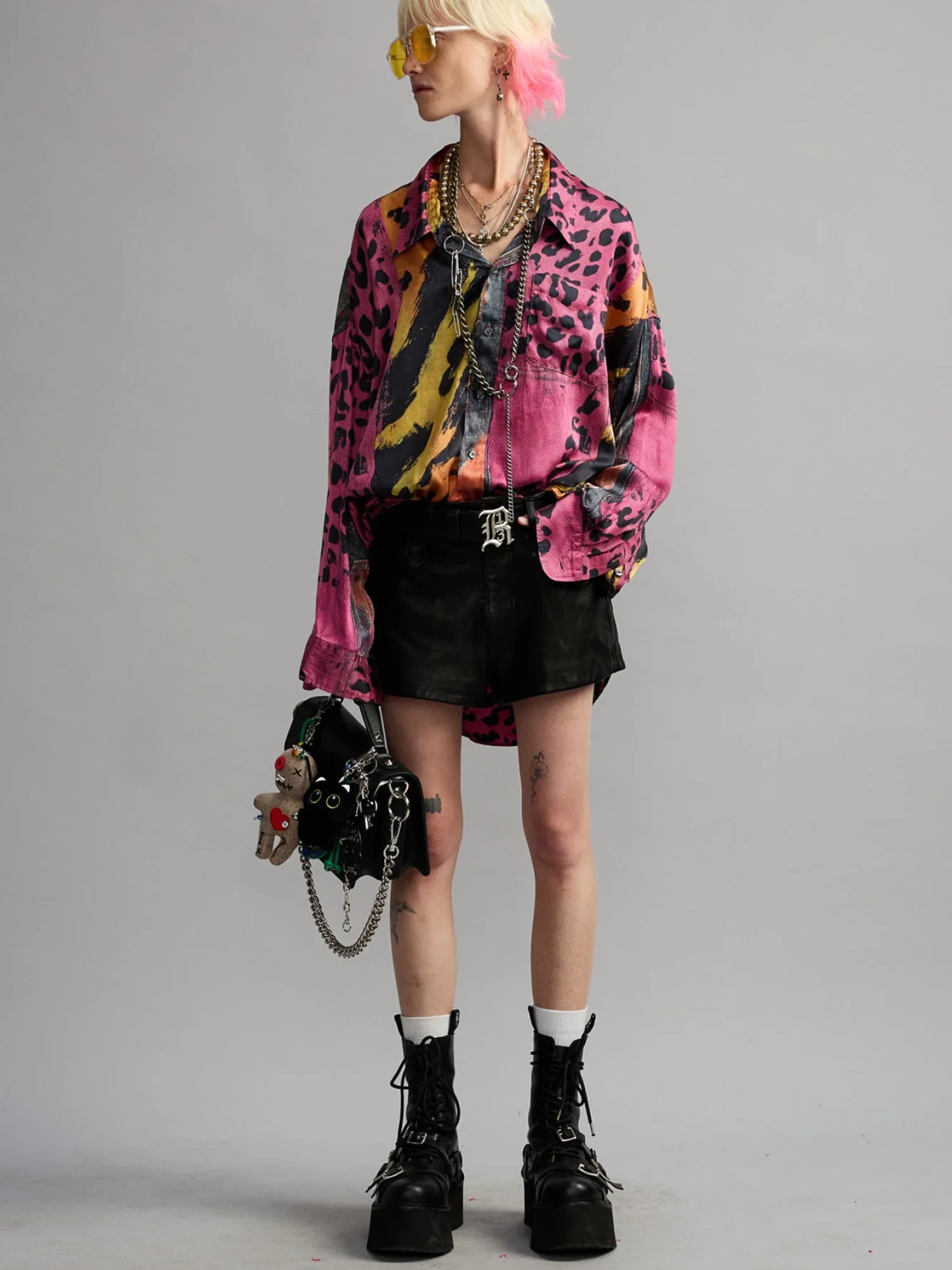 Женская блуза R13 Drop Neck Pink And Orange Multicolor