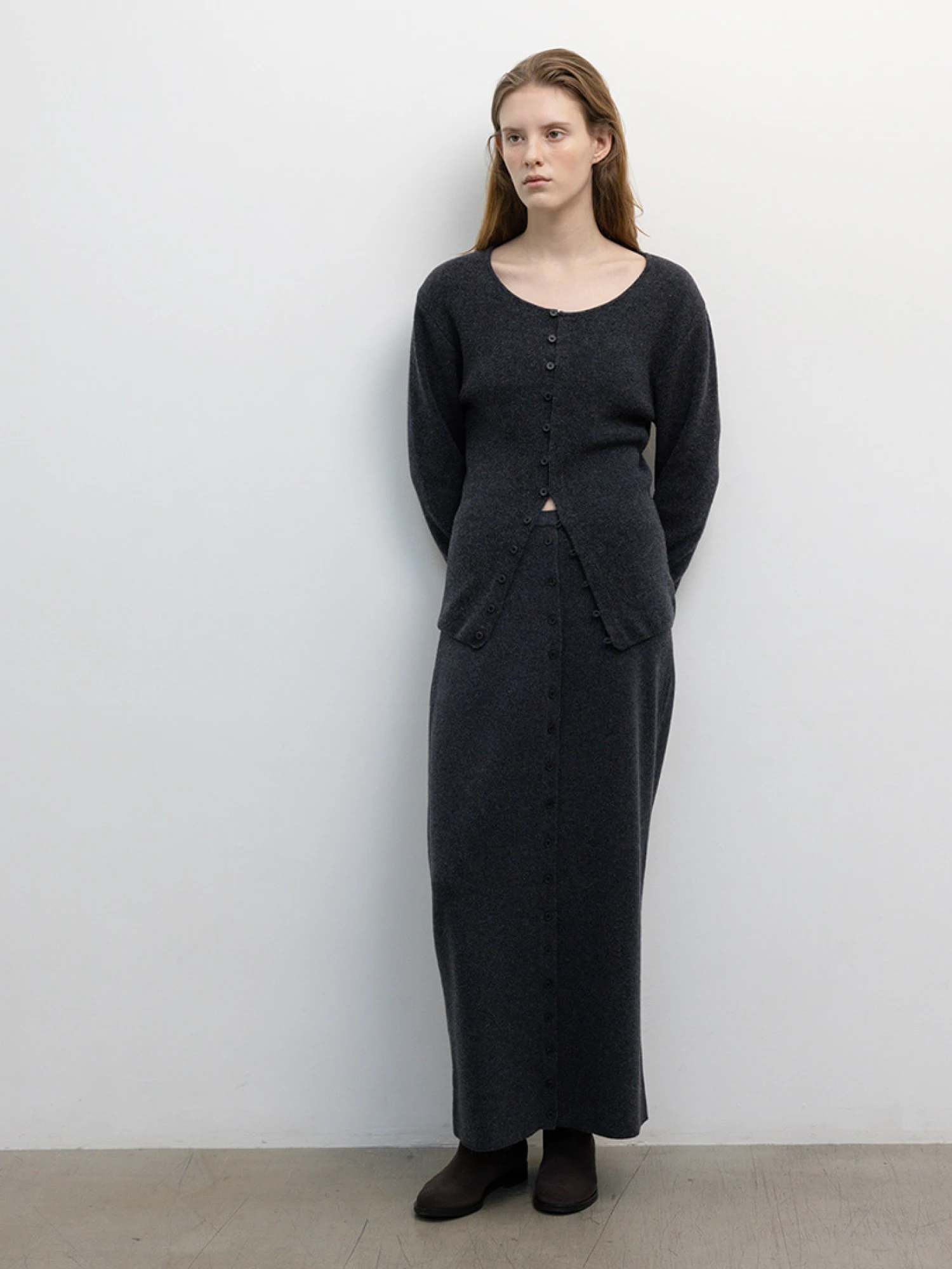 Женская юбка LE17SEPTEMBRE Button Straight Knit Charcoal