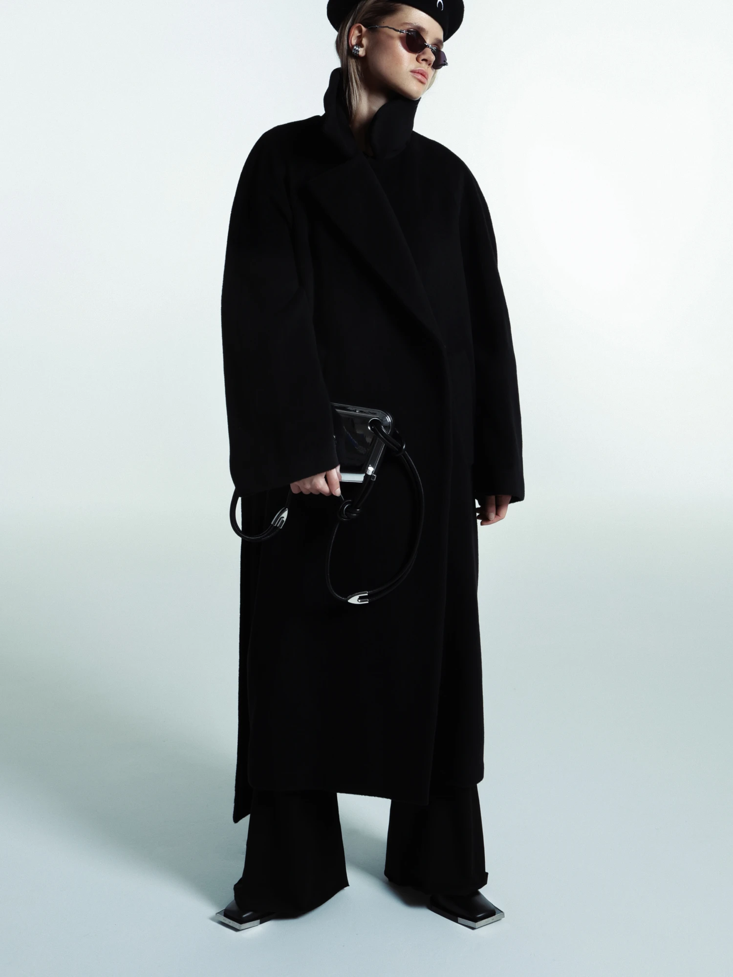 Женское пальто JUUN.J Wool Side Slit Double Maxi Coat Black