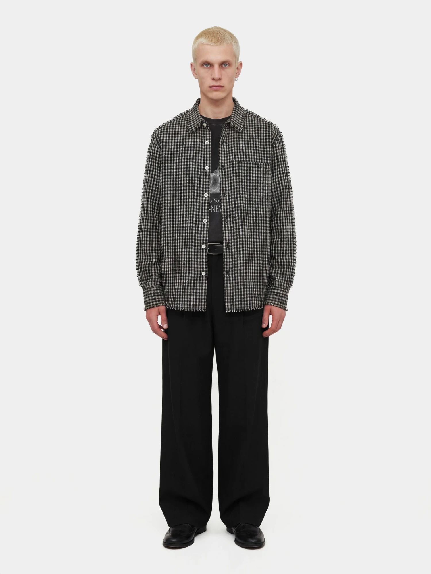 Рубашка lorenz Checked Fringe Black