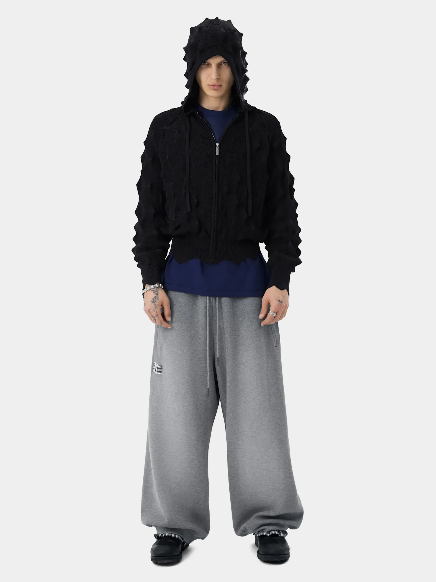 Зип-худи MADFRENZY Spiked Slim Zip-Up Black