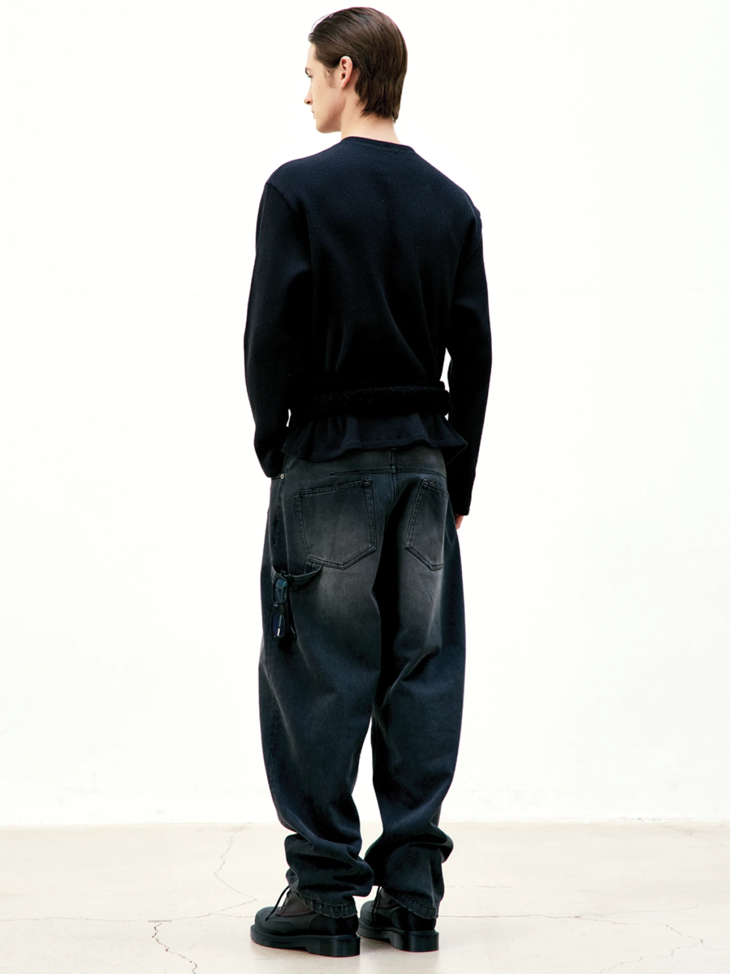 Лонгслив COOR Waffle Henry Neck Long Black