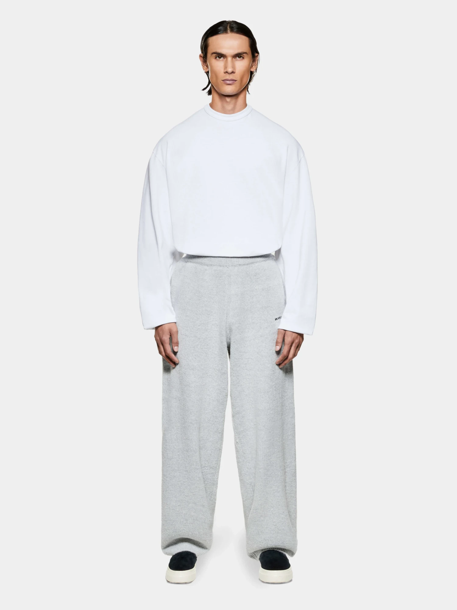 Брюки MKI MIYUKI ZOKU Mohair Blend Knit Wide Light Grey