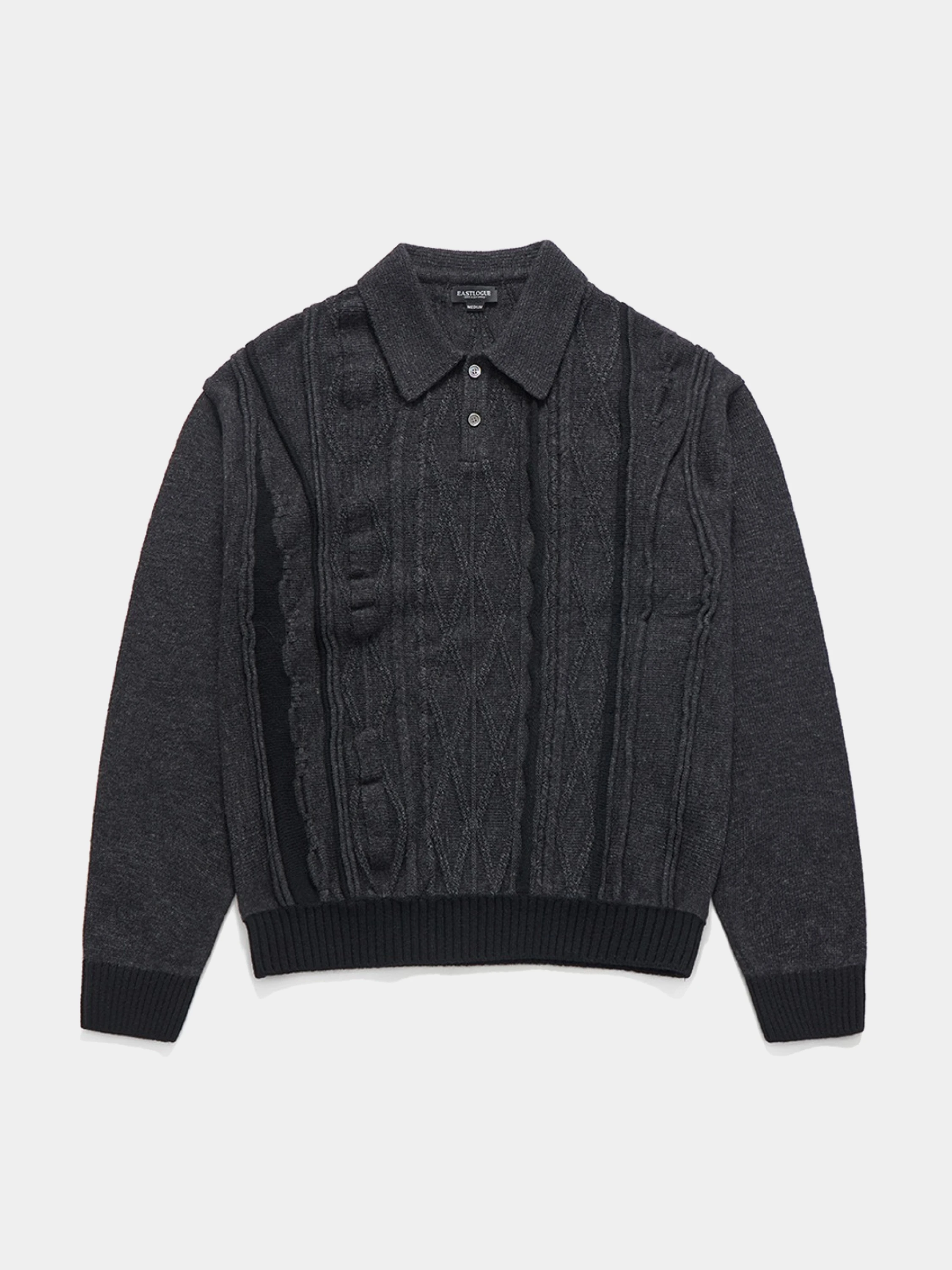 Поло EASTLOGUE Assymetrical Cable Knit Charcoal