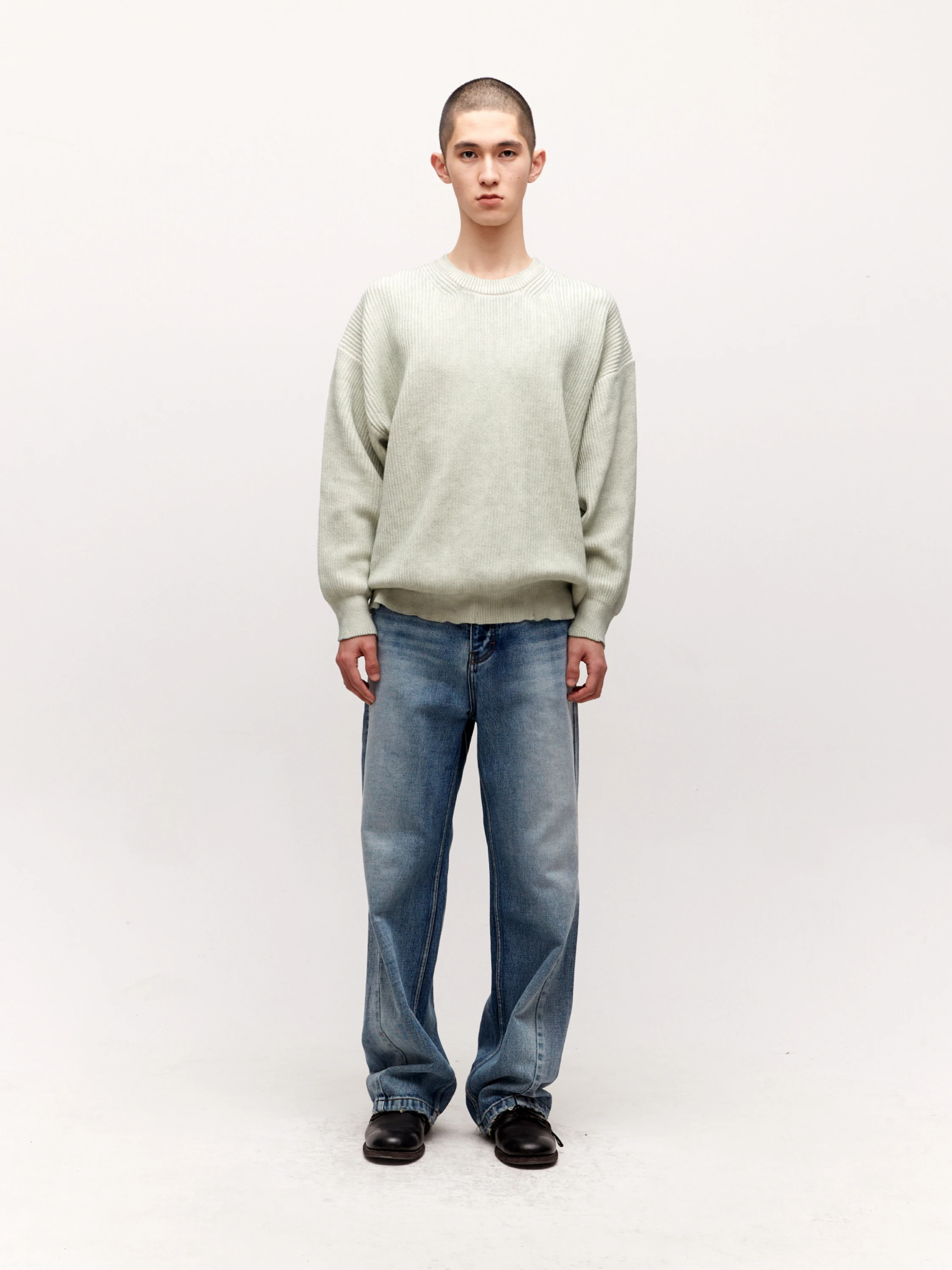Свитер COOR Cutting Detail Dying Washed Green