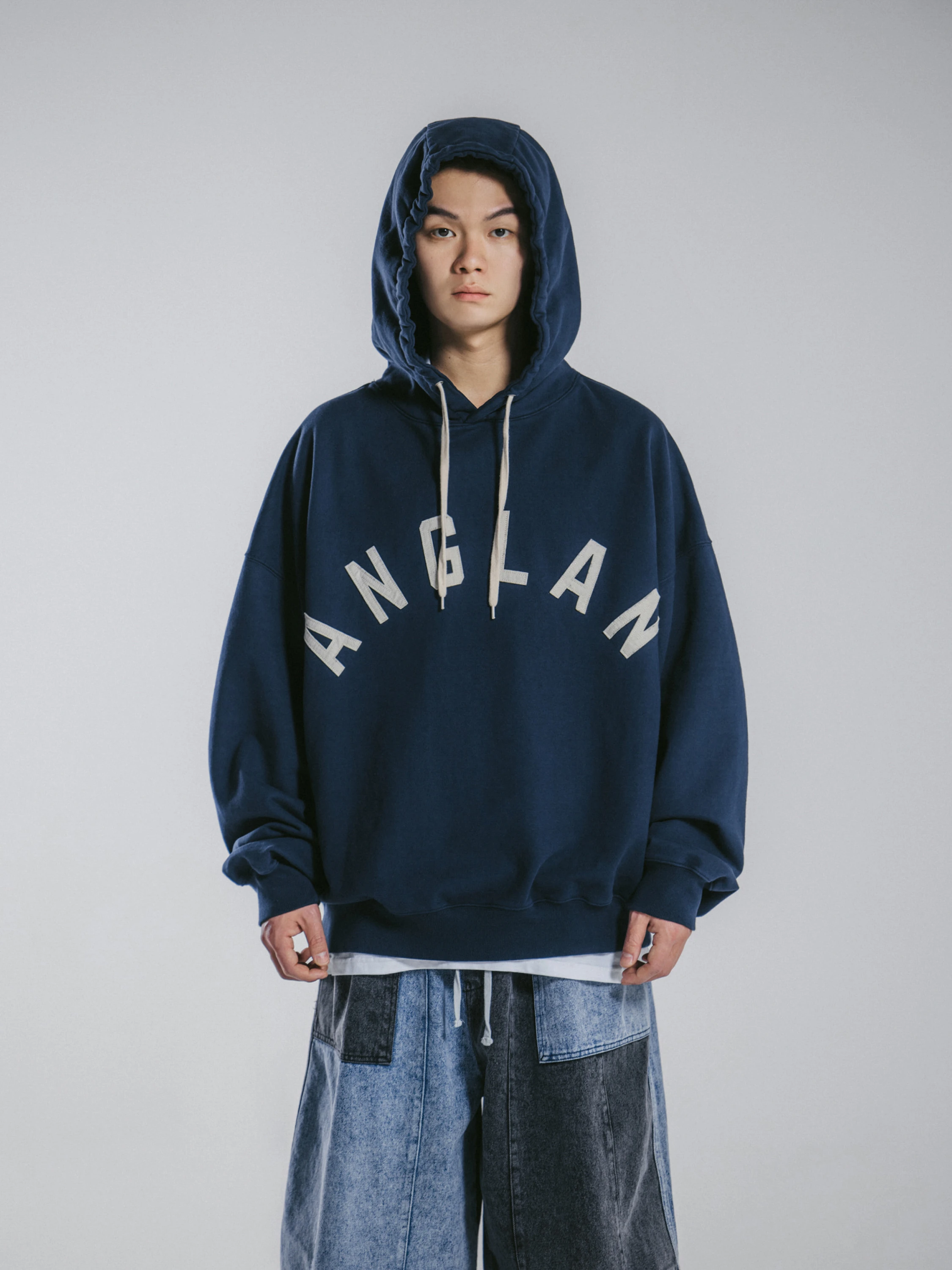 Худи ANGLAN Applique Heavy Sweat Hoodie Navy
