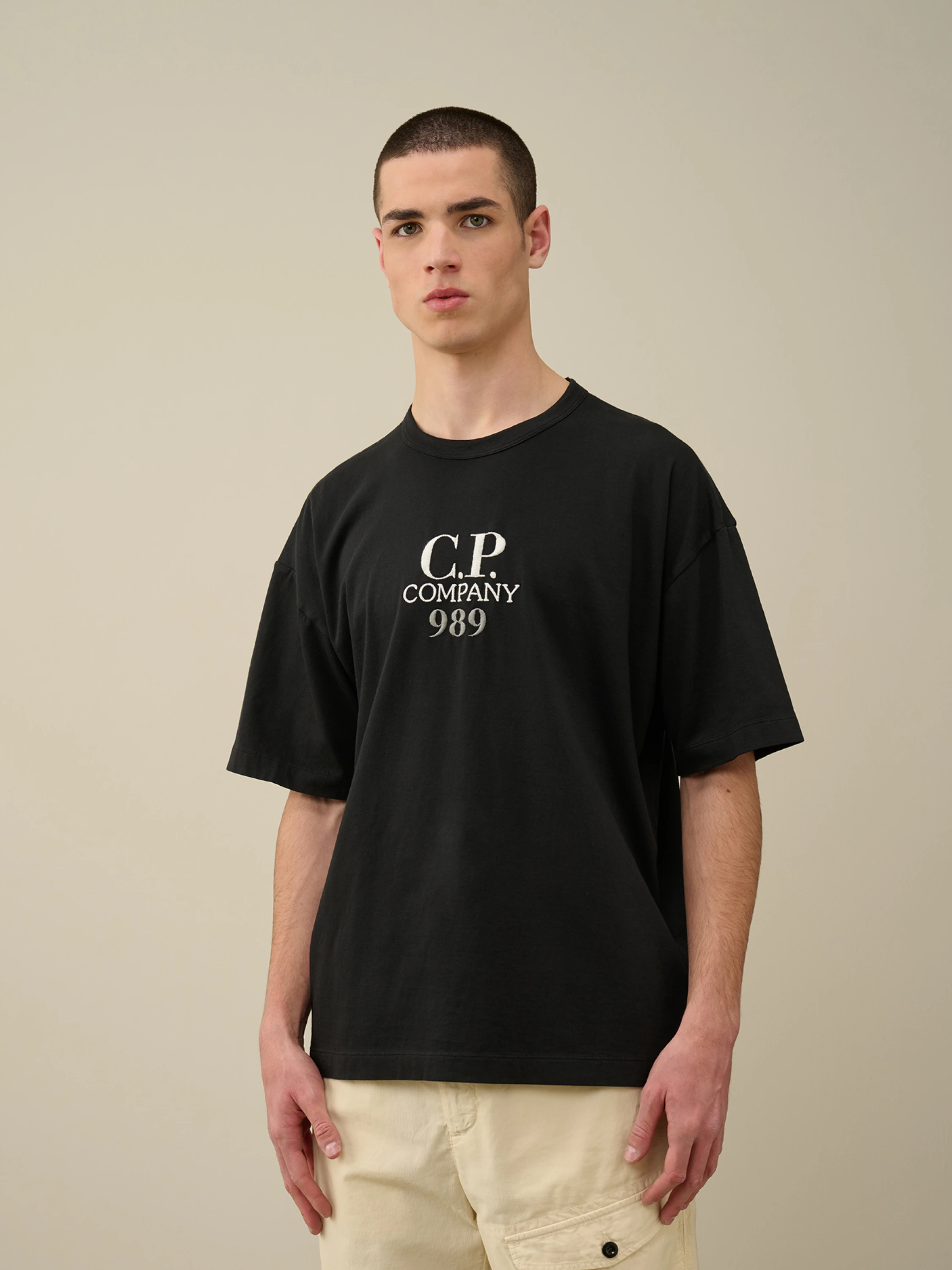 Футболка C.P. Company 20/1 Jersey Boxy Logo Black
