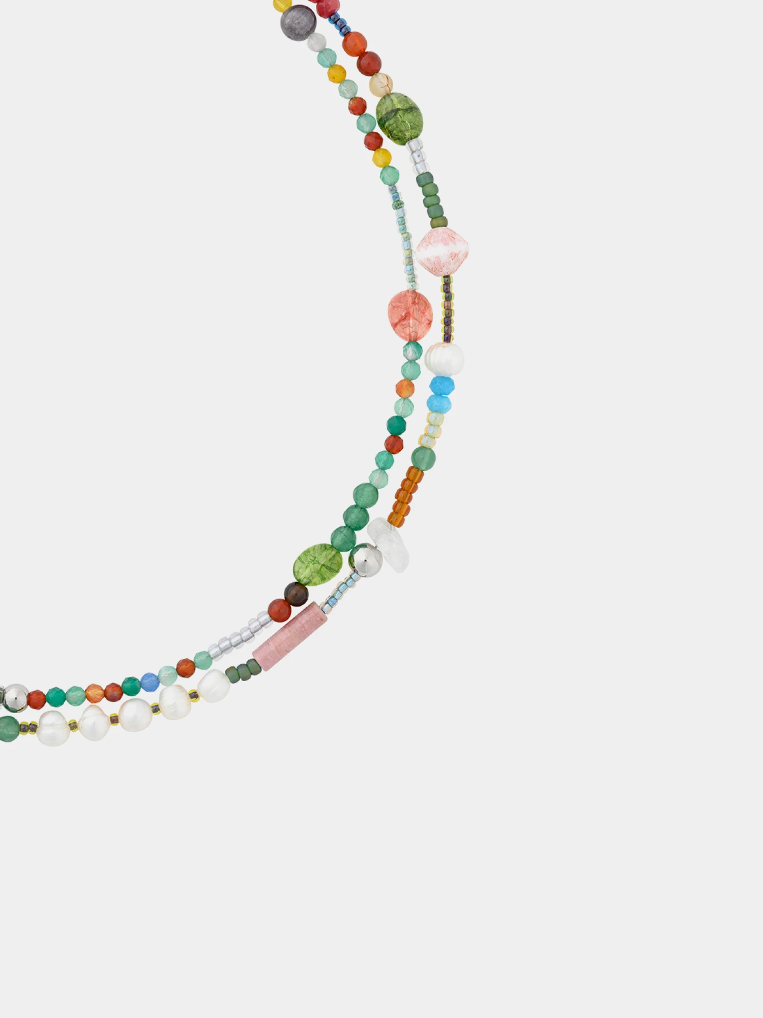 Ожерелье AJOBYAJO Multi Color Beads Layered Teal