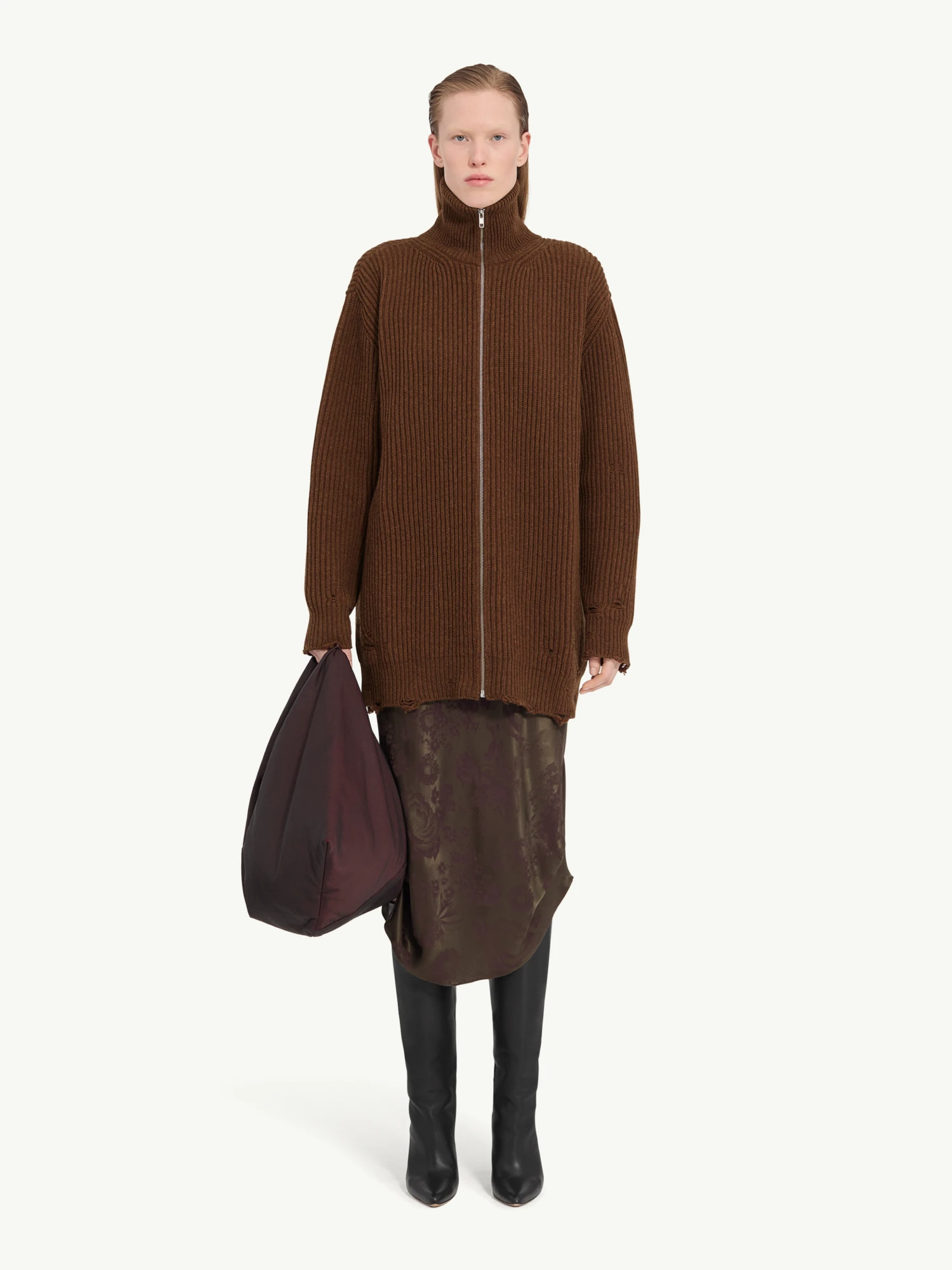 Кардиган MM6 Maison Margiela Distressed Brown