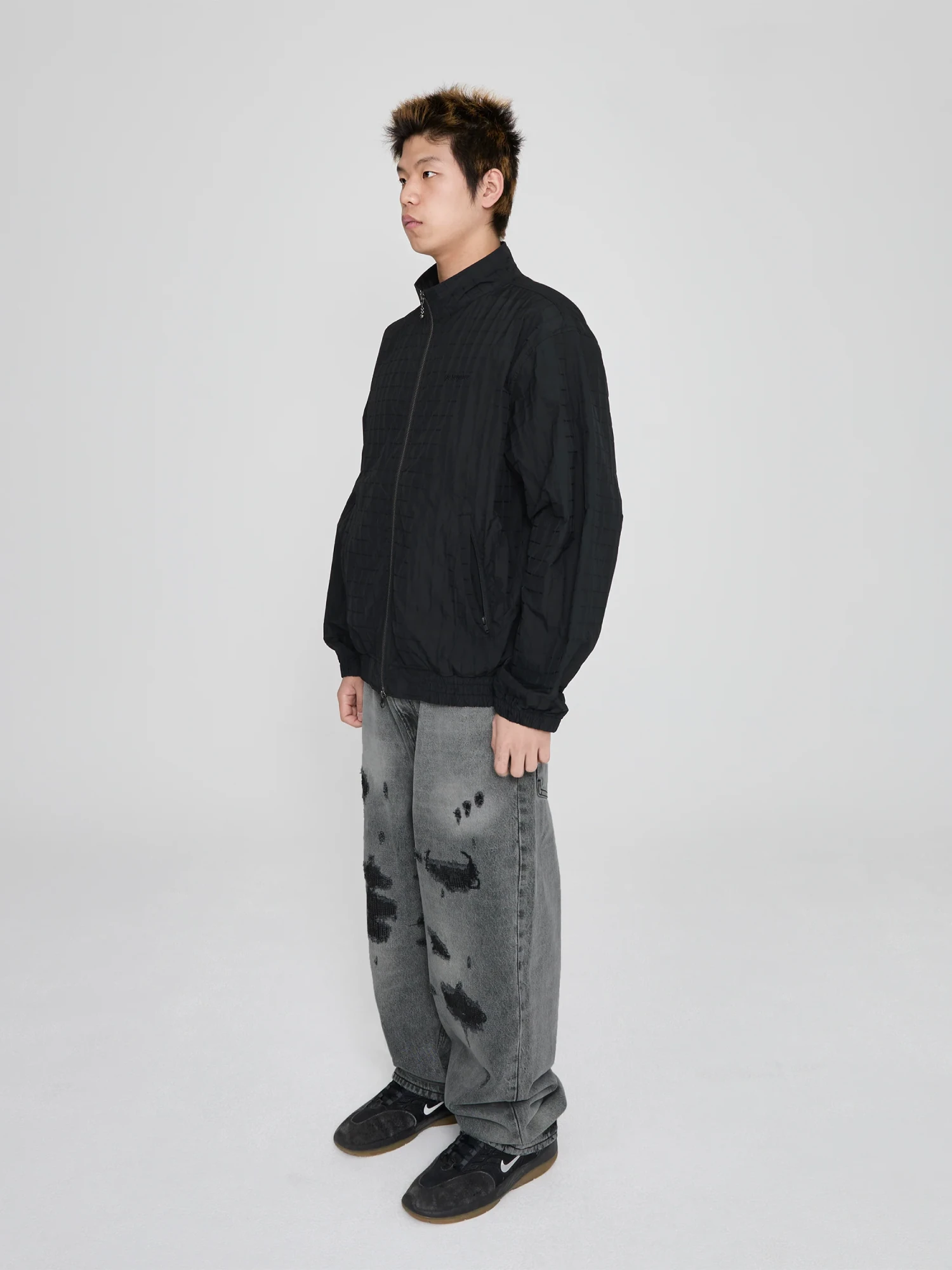 Ветровка YESEYESEE Windowpane Zip Blouson Black