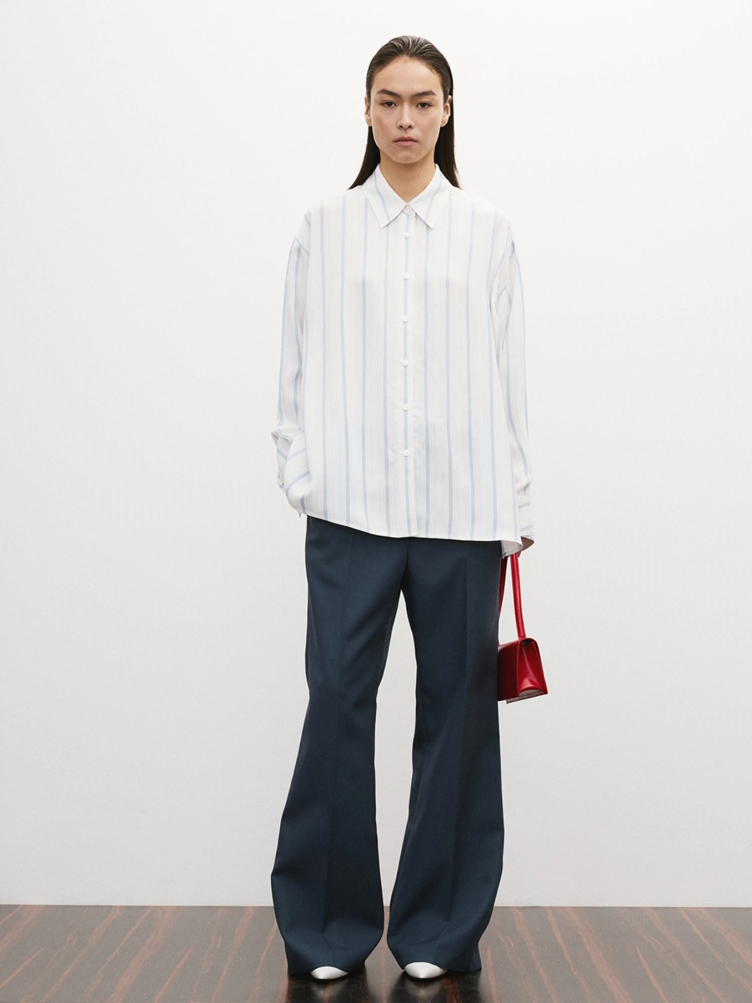 Женская рубашка Recto Double Layer Cuffs Stripe Sky Blue