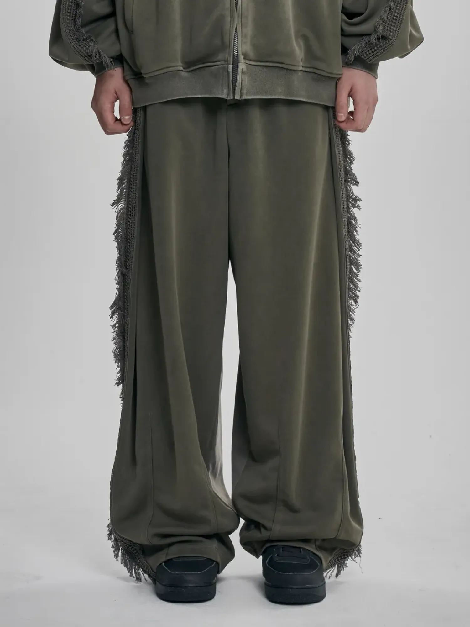 Брюки AJOBYAJO Lace Trimming Track Khaki