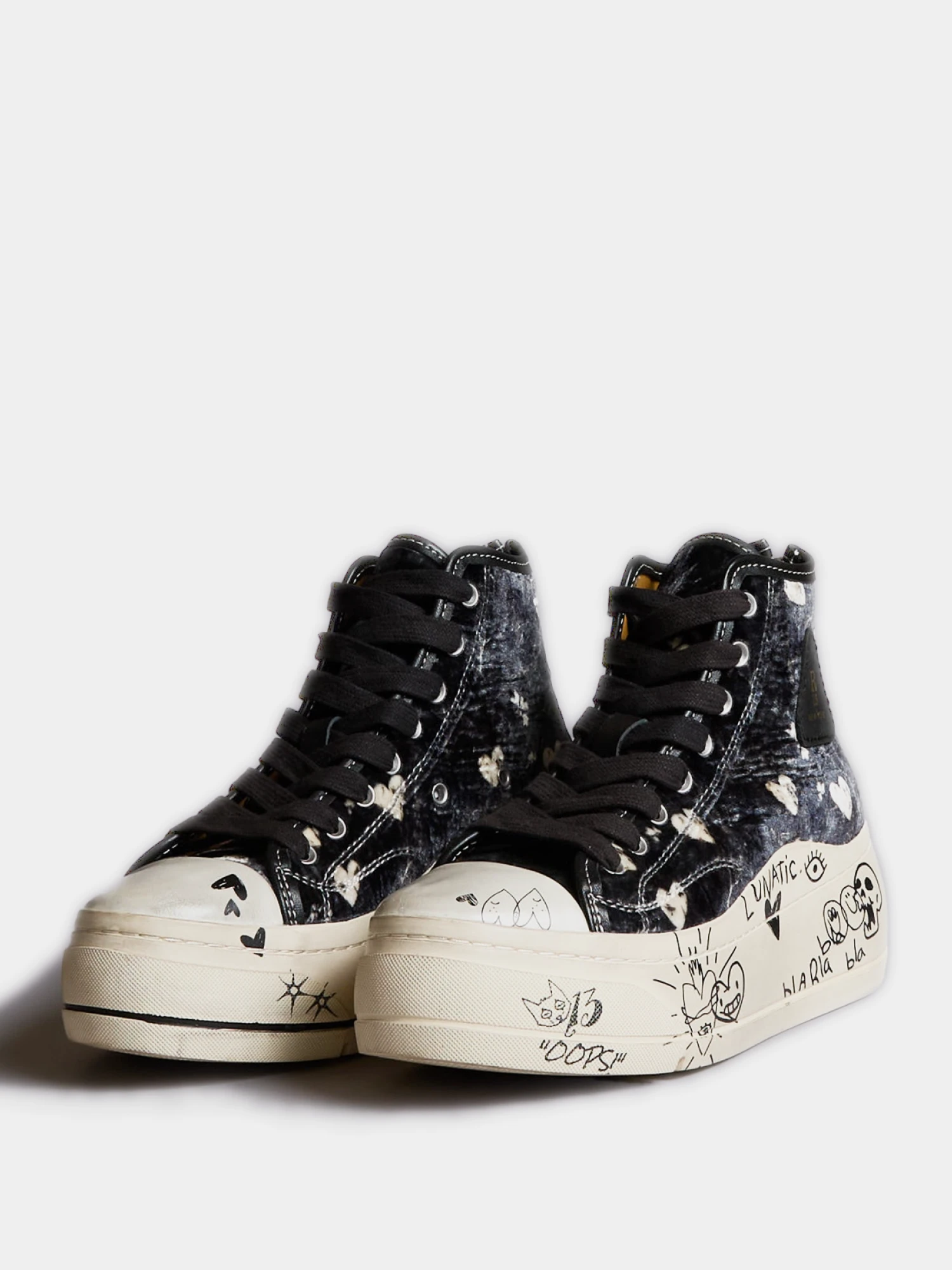 Женские кеды R13 Kurt High Top Hearts Black