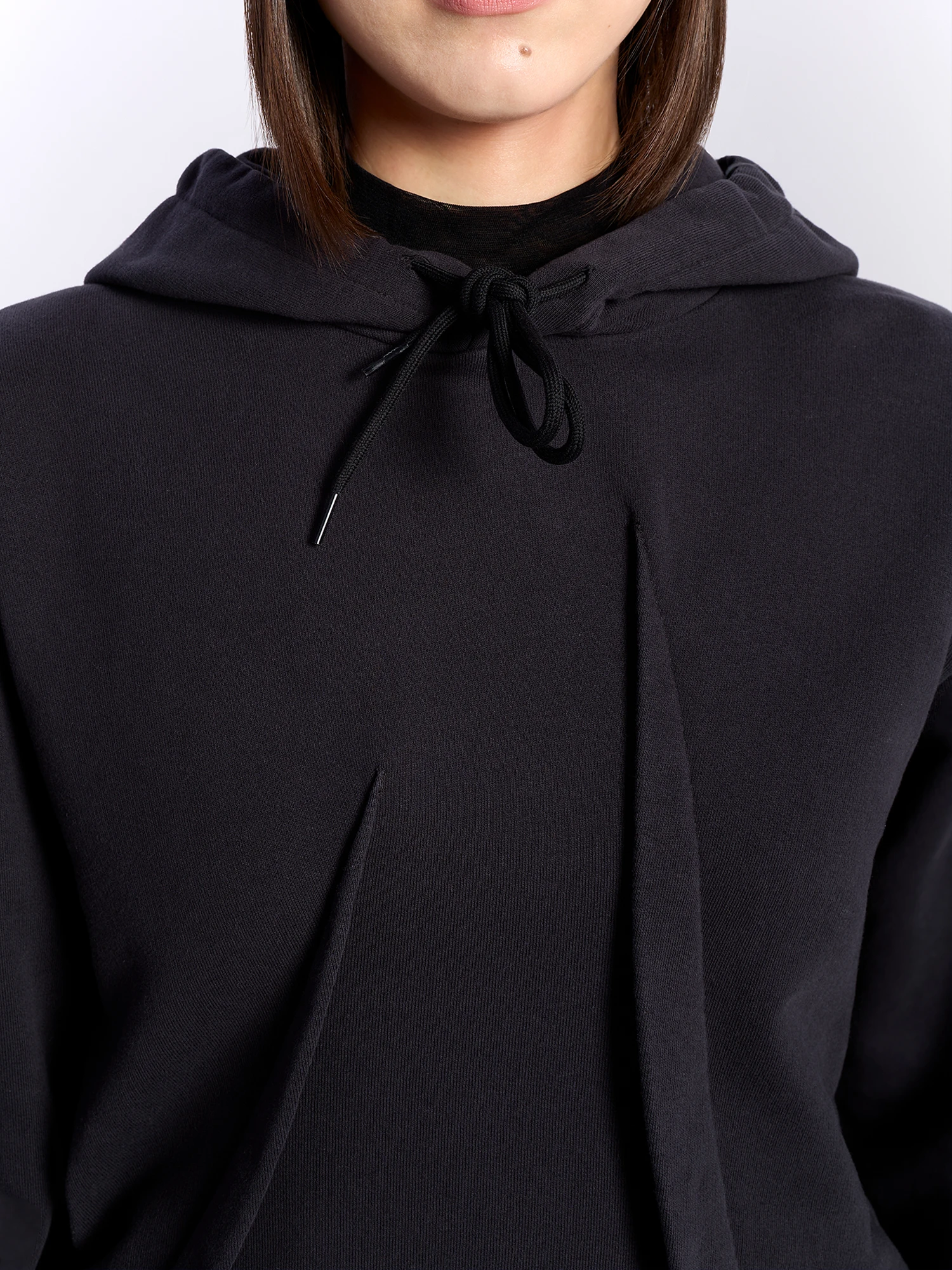 Женское худи MM6 Maison Margiela Pleated Jersey Washed Black
