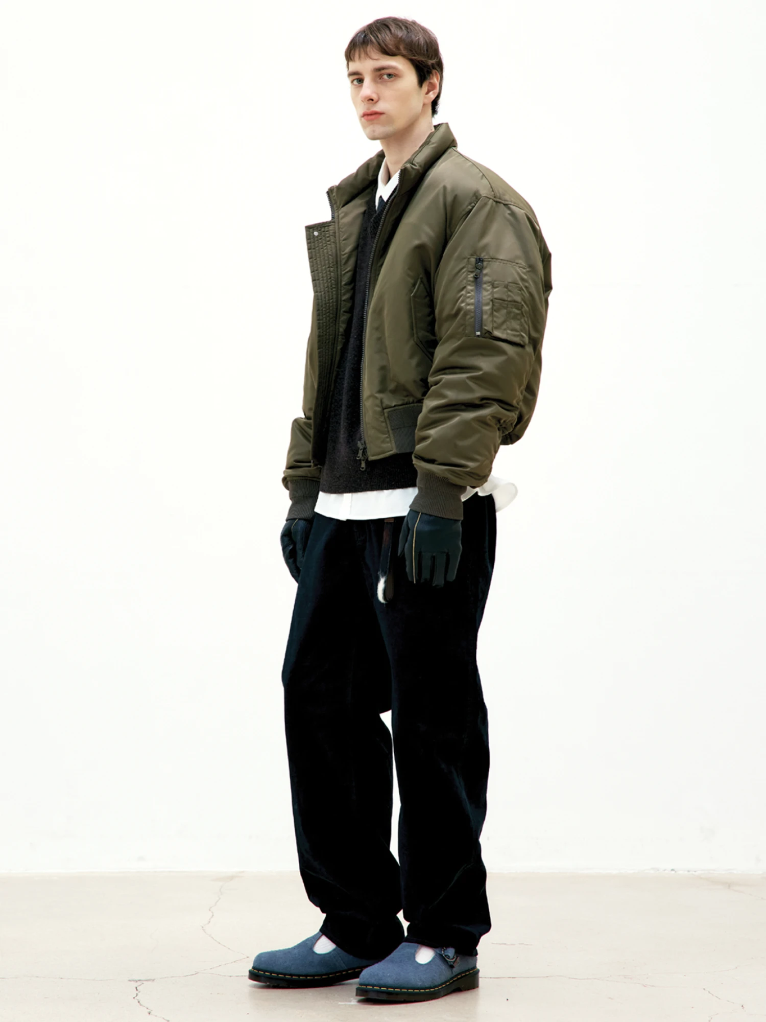 Пуховик COOR Stand Collar Neck Down Puffer Olive Khaki