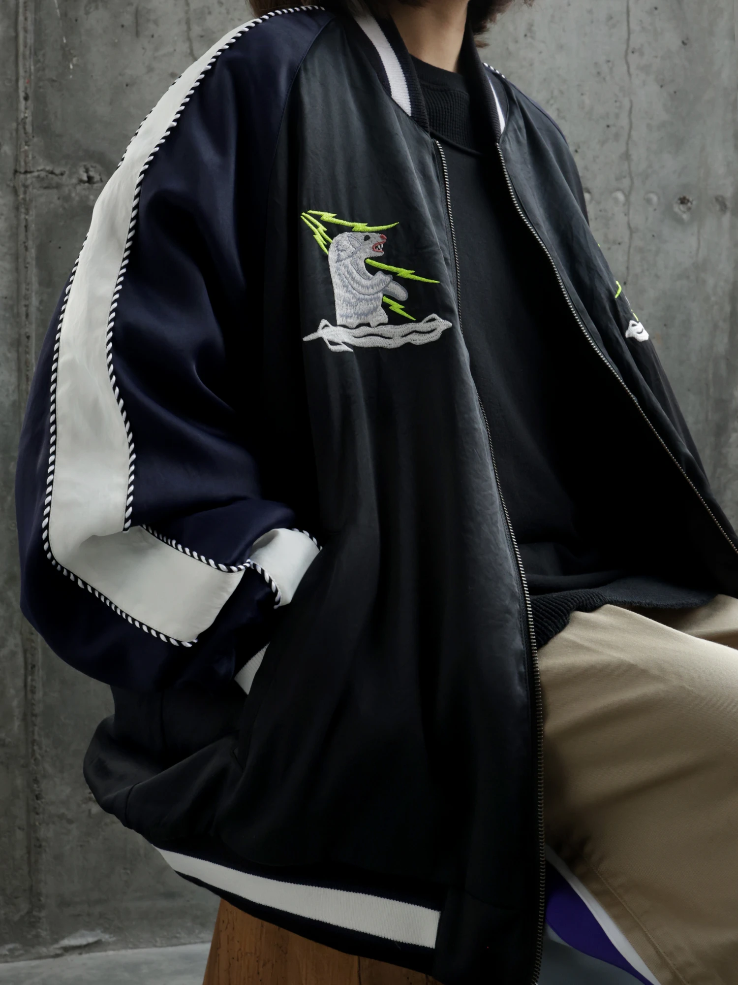 Бомбер FACETASM Souvenir Jacket Black Navy