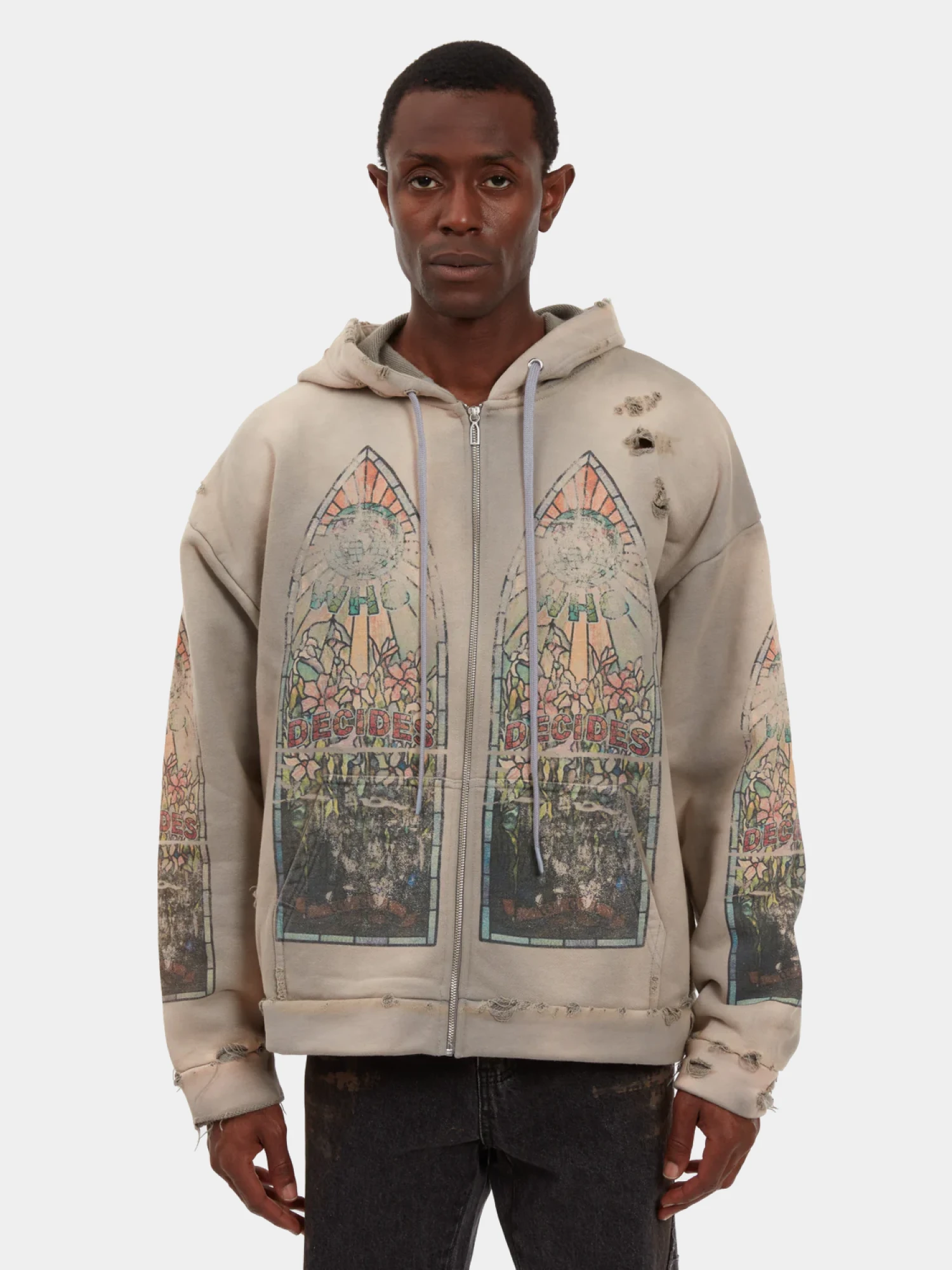 Зип-худи WHO DECIDES WAR Faded Vintage Grey