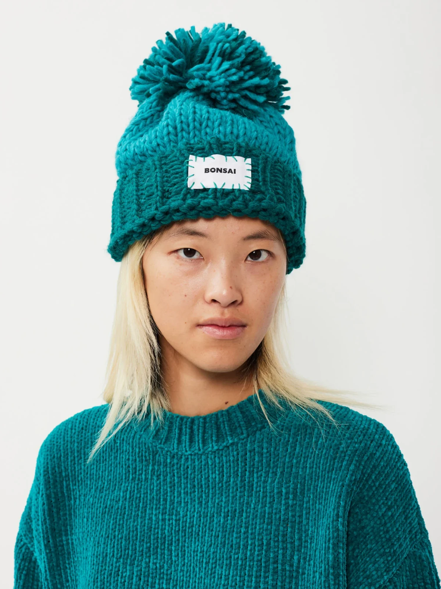Шапка BONSAI Pon Pon Knit Beanie Blue Green