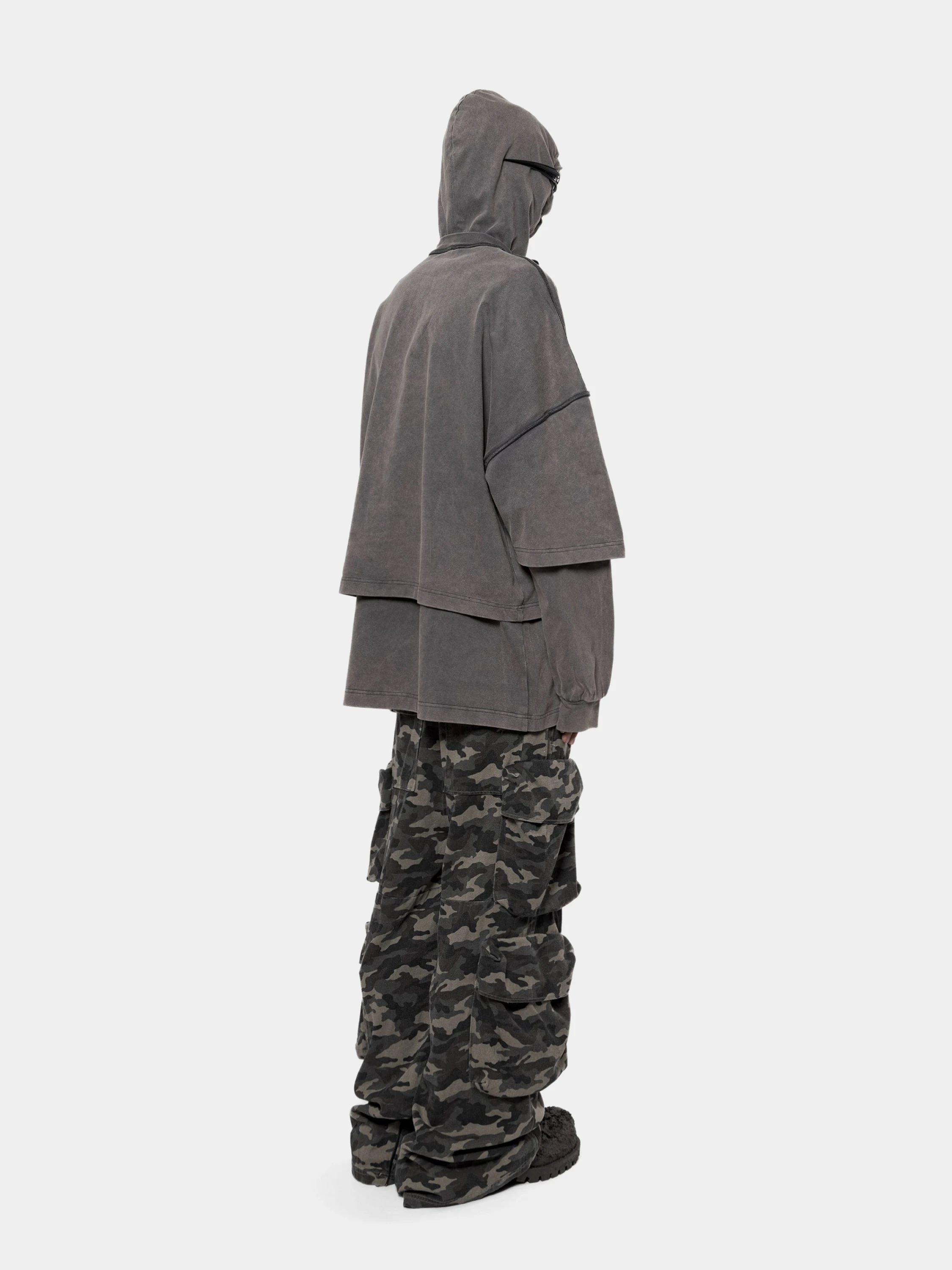 Худи ARNODEFRANCE Hooded Tee Overlapped Washed Grey