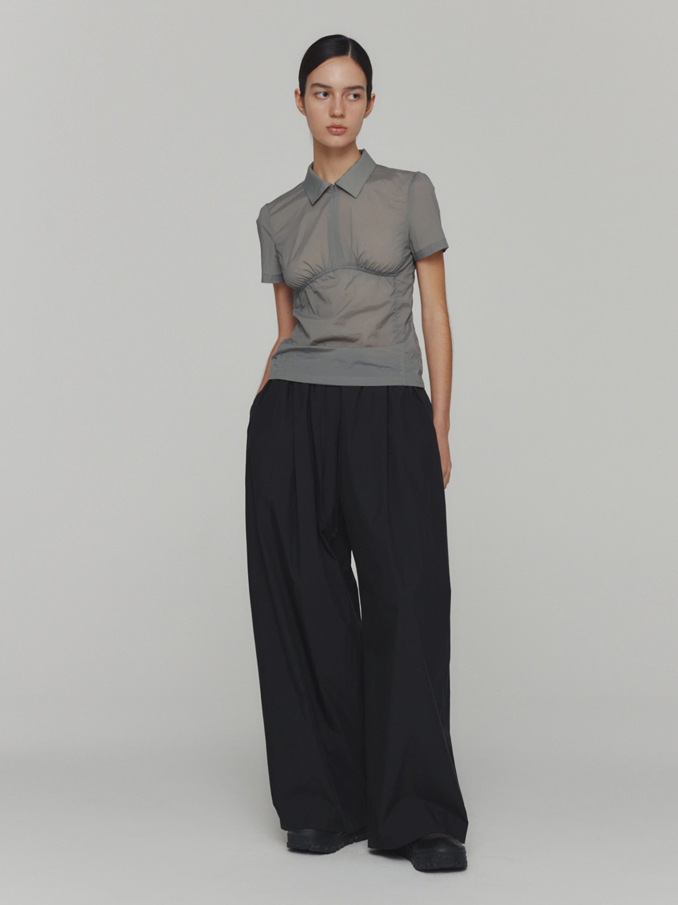 Женские брюки AMOMENTO Cotton Banding Wide Pants Black