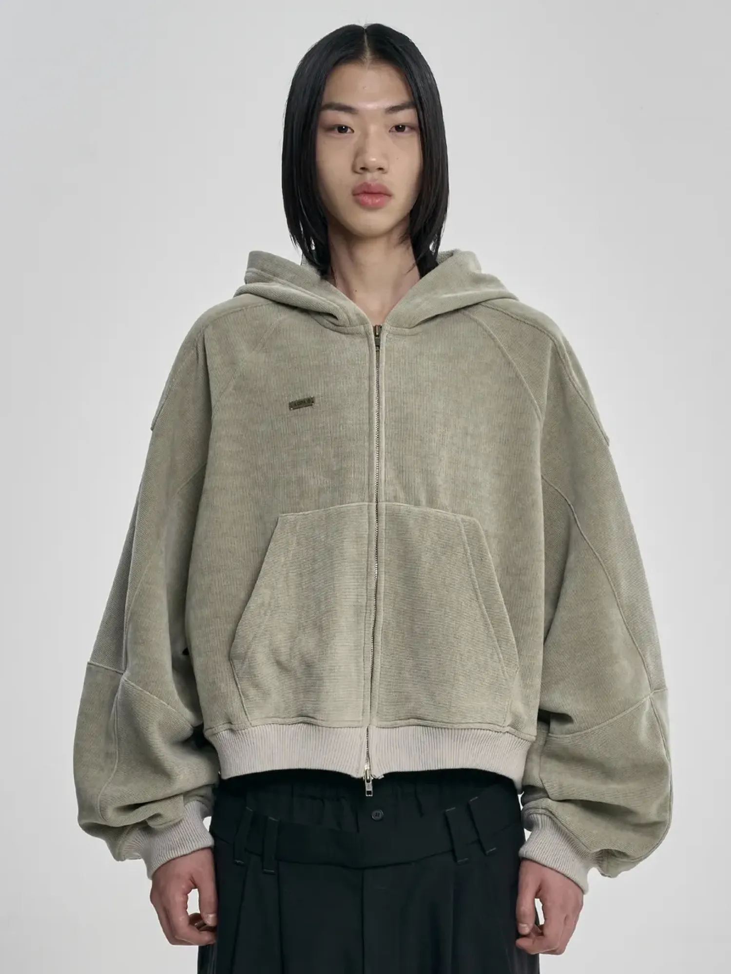 Зип-худи AJOBYAJO Corduroy Short Zip-Up Ash Khaki
