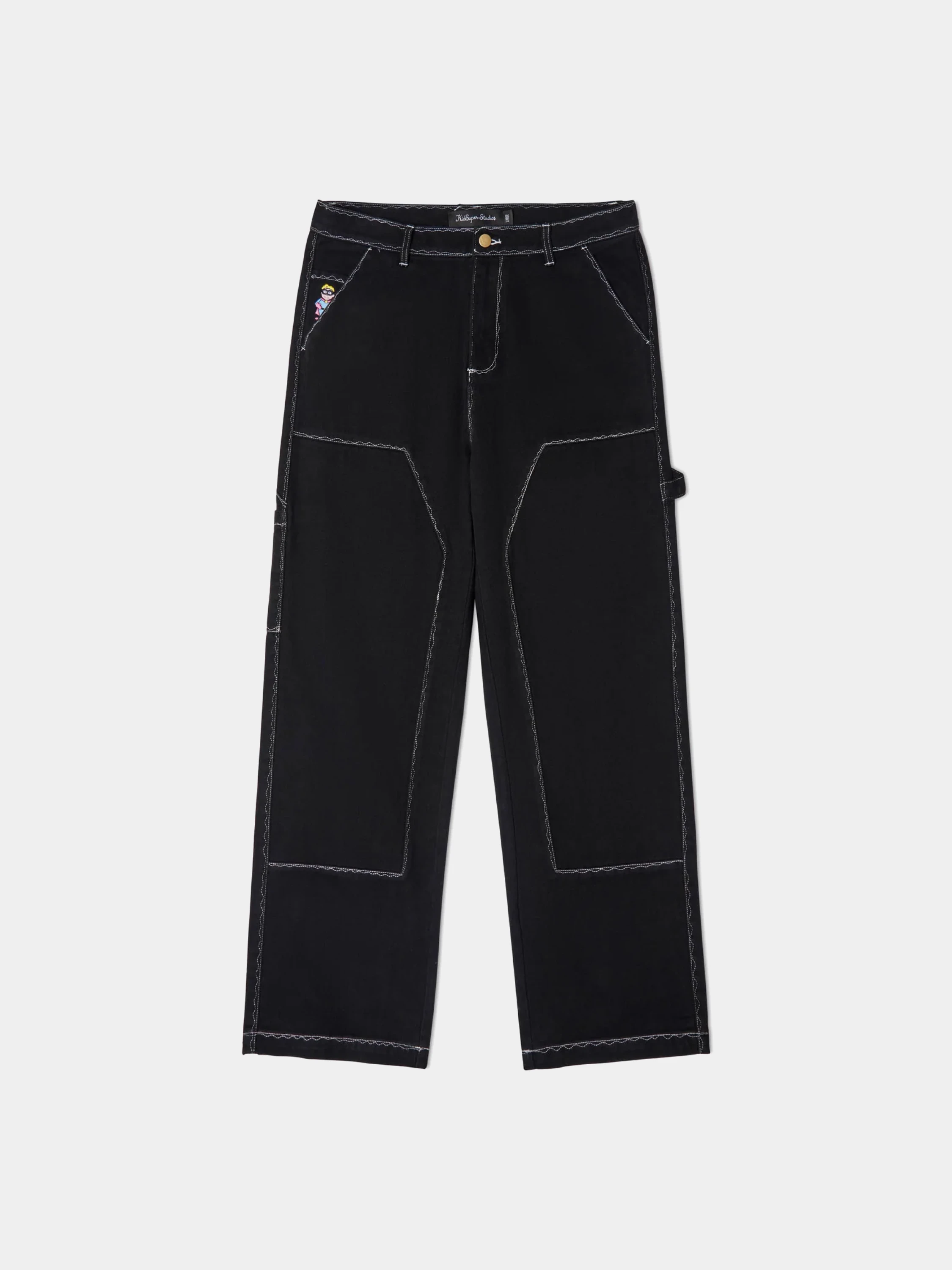Брюки KidSuper Messy Stitched Work Pants Black