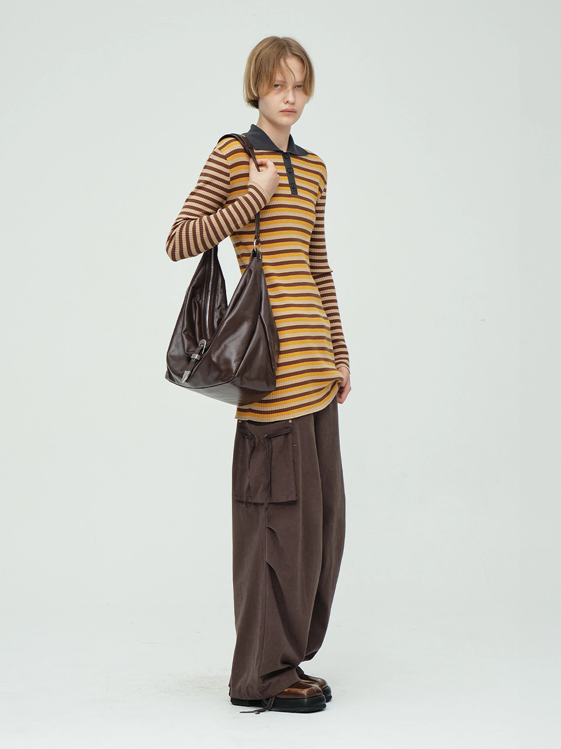 Сумка MARGESHERWOOD Belted Hobo Glossy Dark Brown