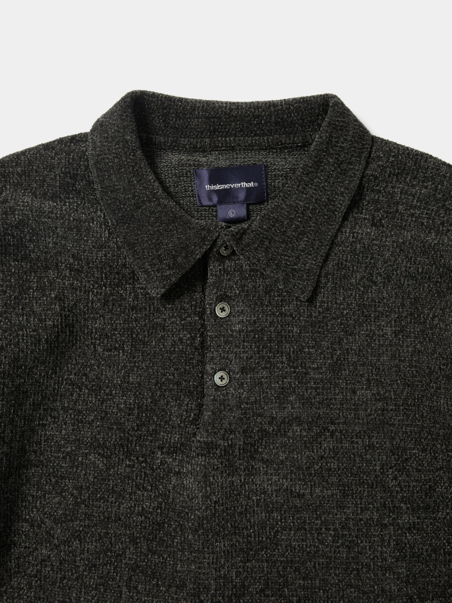 Свитер thisisneverthat Velvet Knit Polo Black