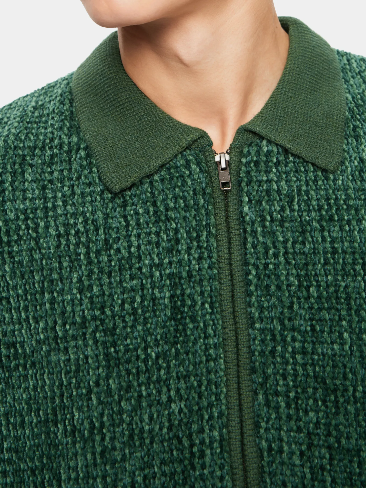 Кардиган thisisneverthat Velvet Knit Zip Polo Green