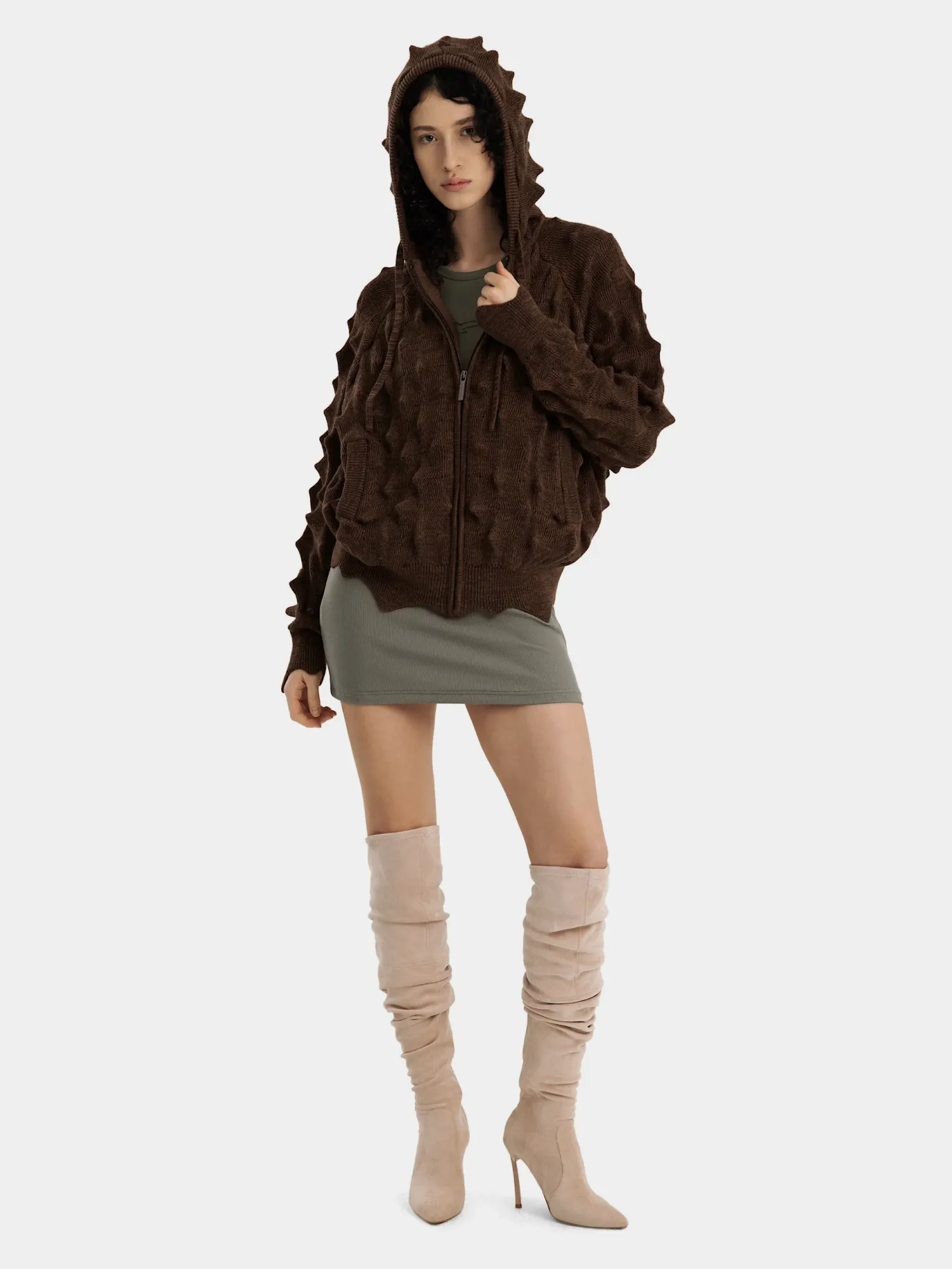Зип-худи MADFRENZY Spiked Zip-Up Brown
