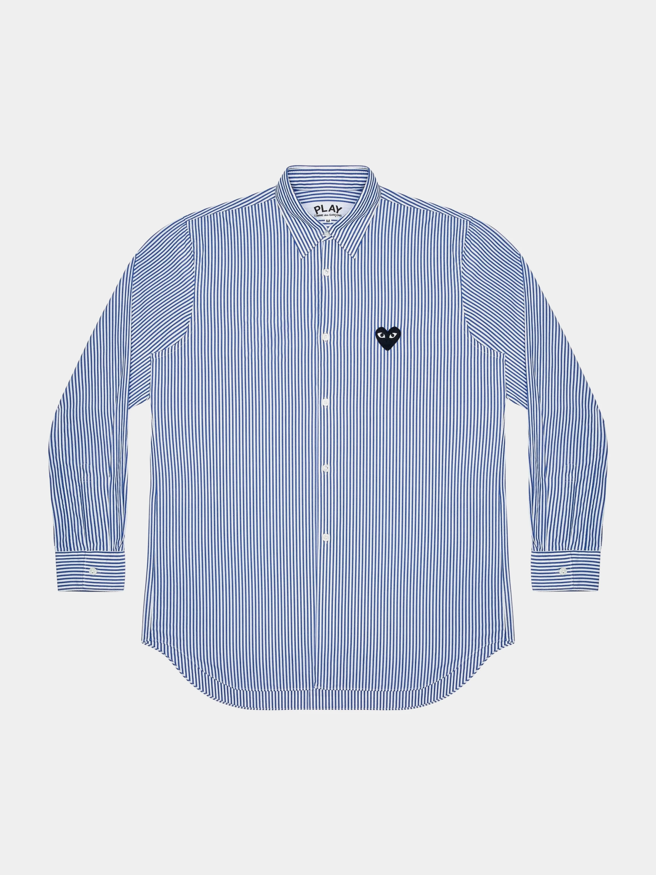 Рубашка Comme des Garçons PLAY Black Heart Striped Blue/White