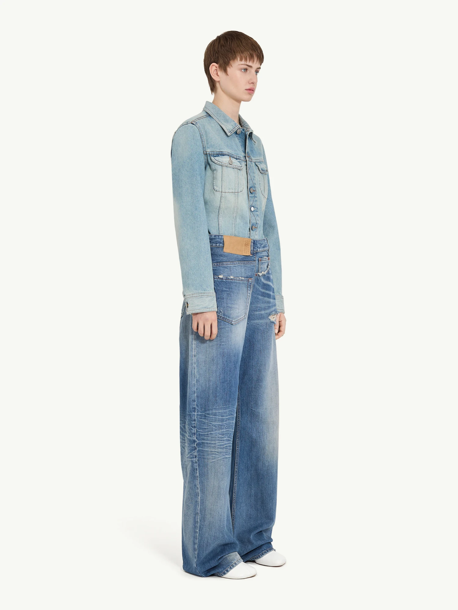 Женские джинсы MM6 Maison Margiela Reverse 5-Pocket Wide-Leg Medium Blue