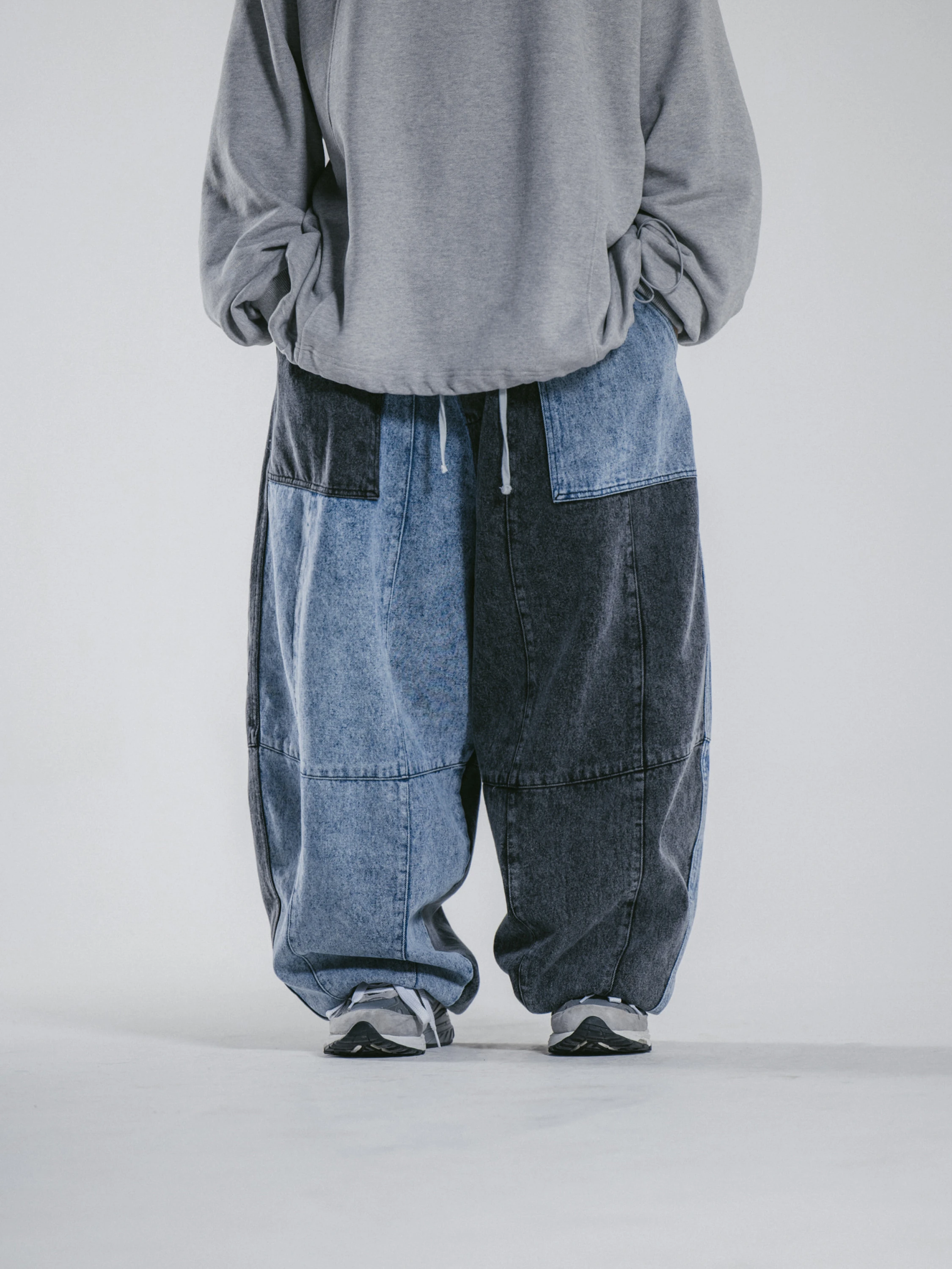 Брюки ANGLAN Denim Mix Fatigue Balloon Pants Blue & Grey