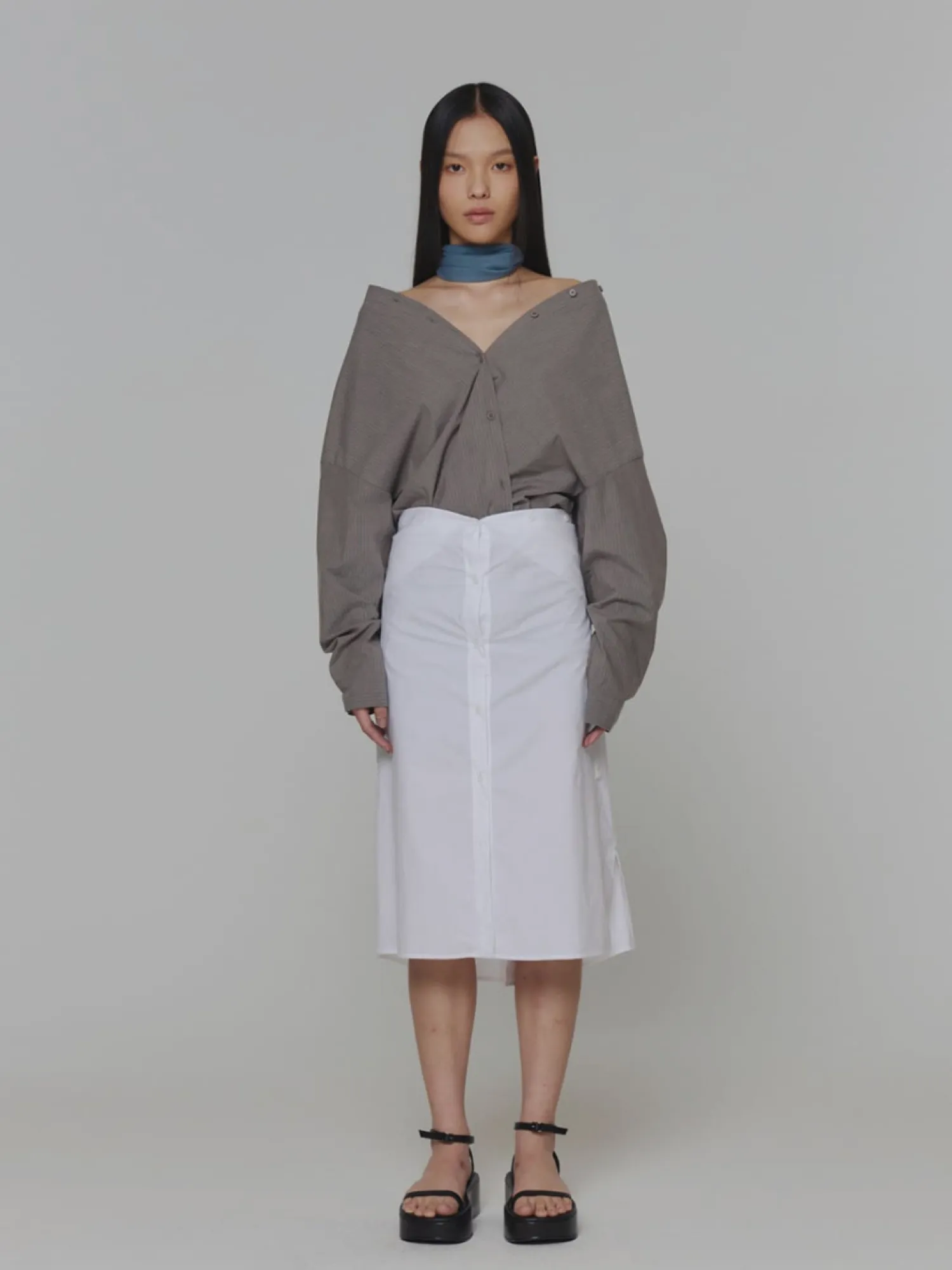 Женское платье-рубашка AMOMENTO Cotton Shirts Dress