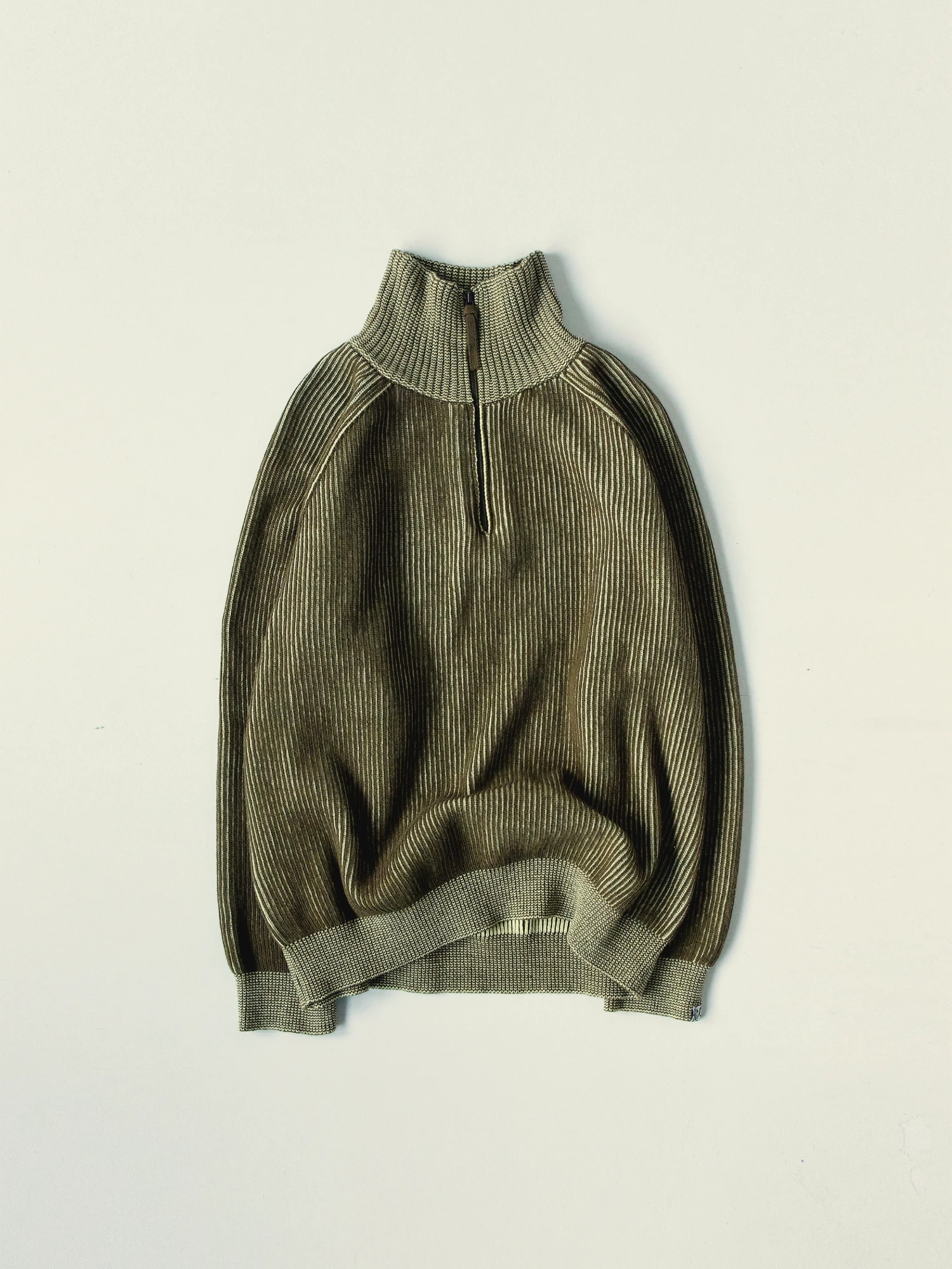 Свитер YESEYESEE Rib Knit Half Zip Up Khaki