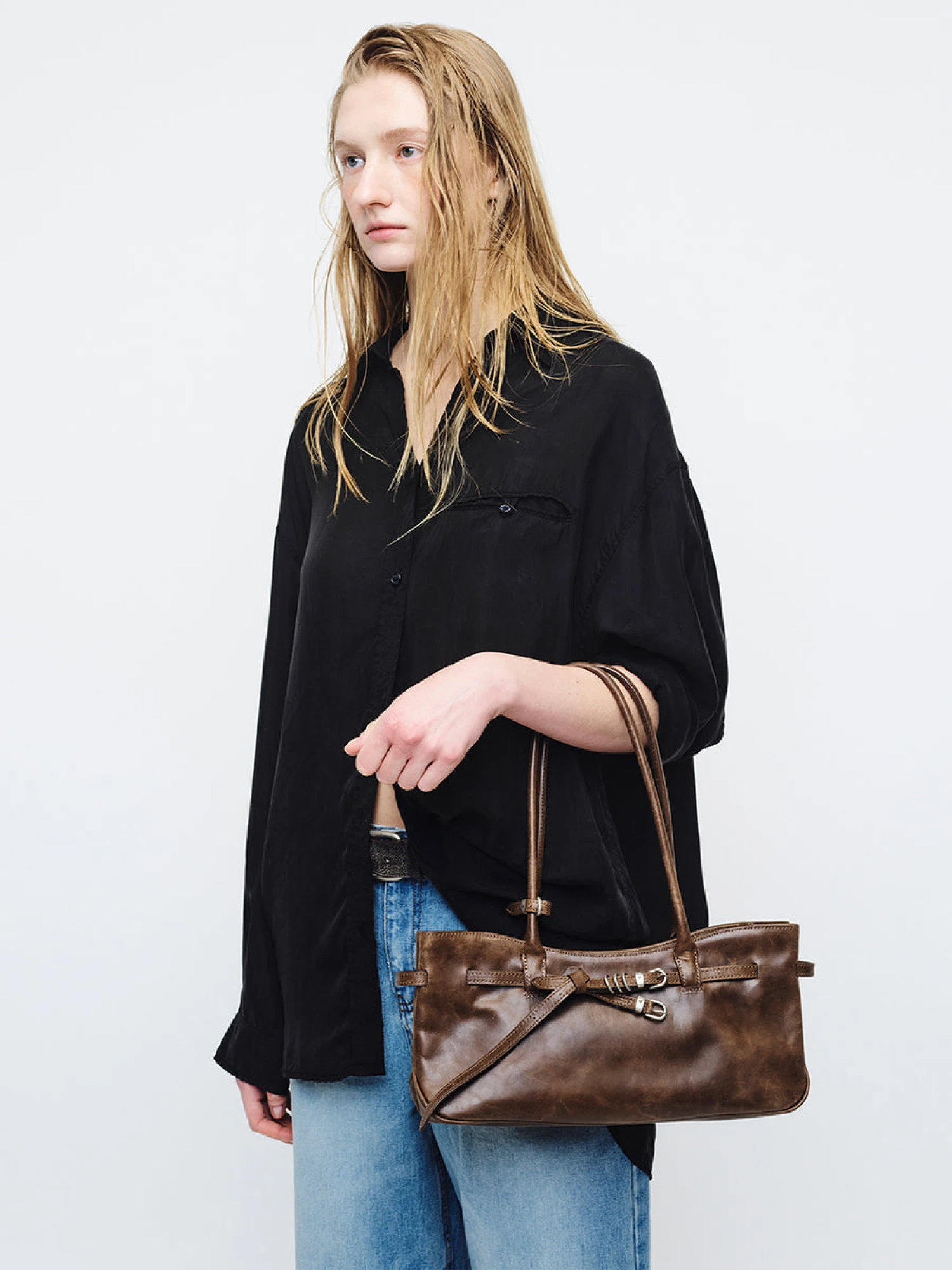 Женская сумка MARGESHERWOOD Grandma Used Shoulder Washed Brown
