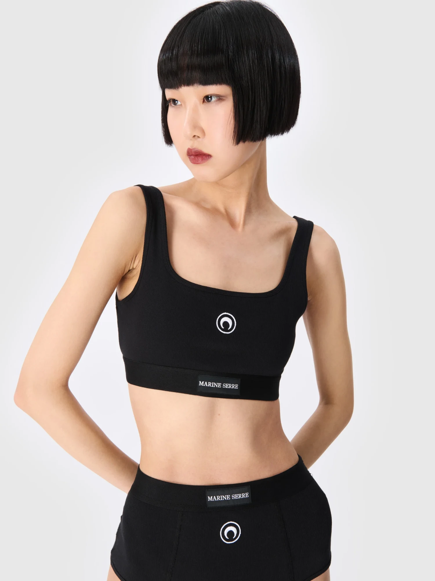 Бра Marine Serre Moon Logo Stretched Jersey Sport Bra Black