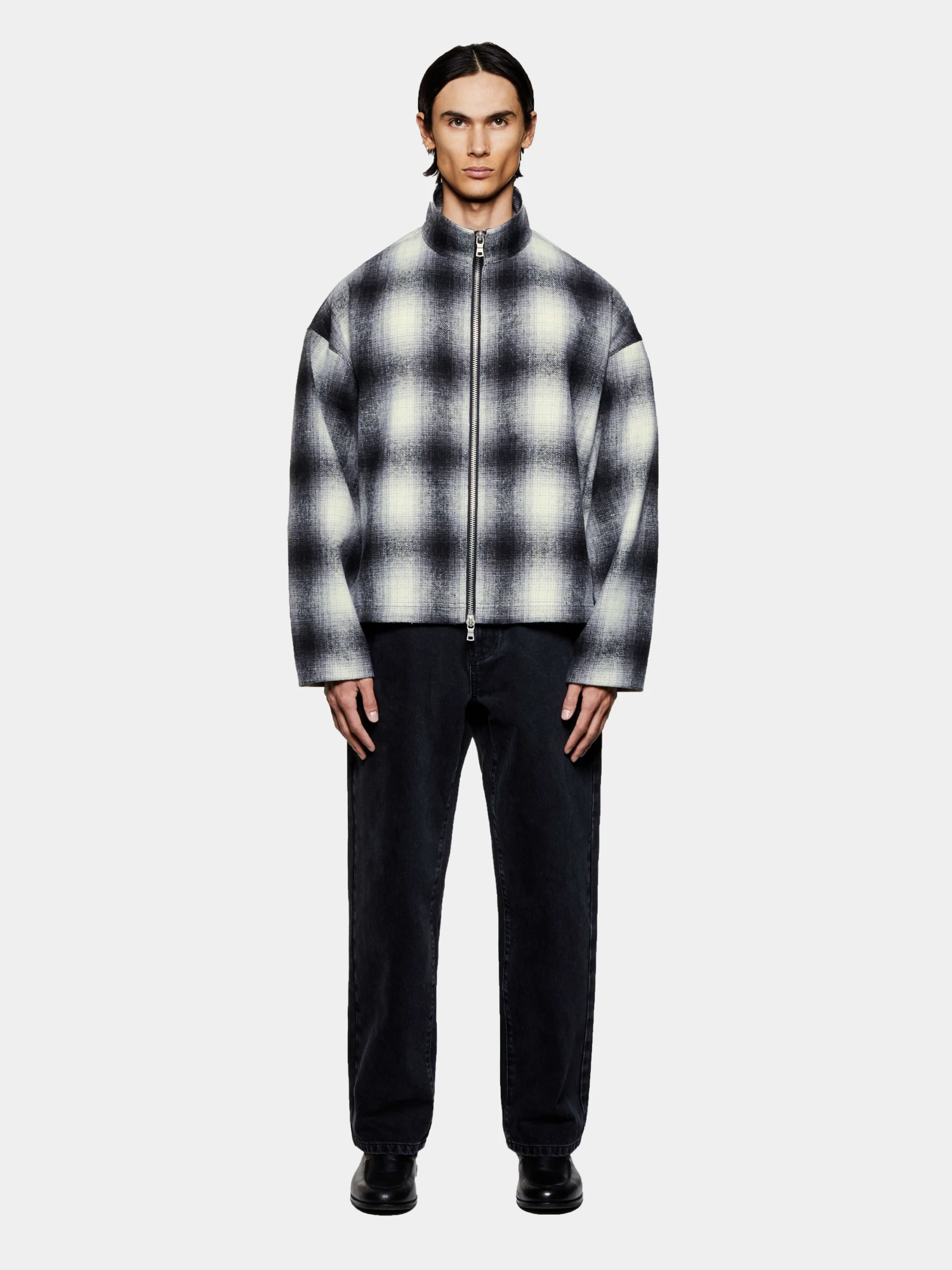 Овершот MKI MIYUKI ZOKU Wool Check Track Off White/Black