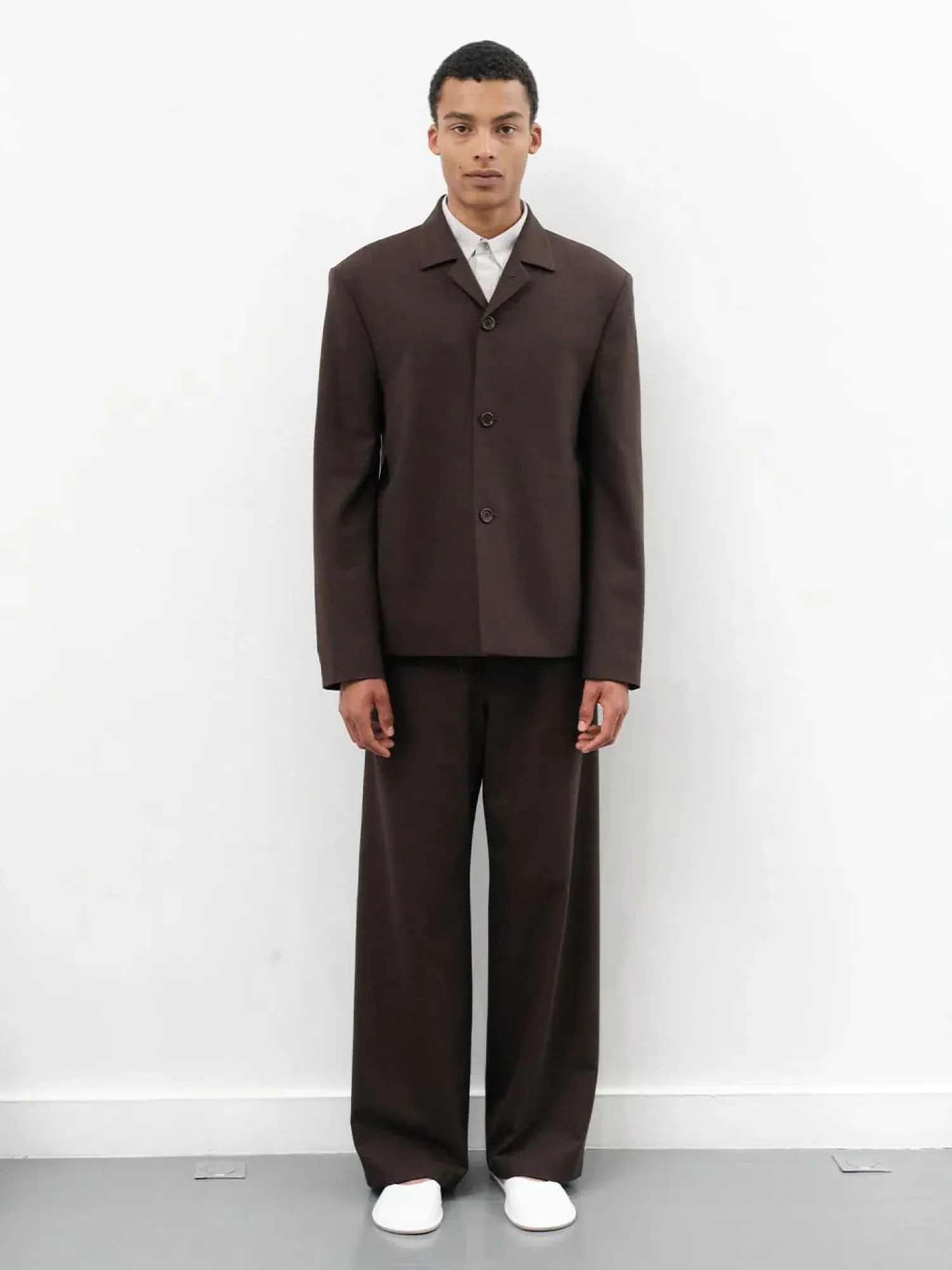 Пиджак AMOMENTO Oversized Wool Jacket Dark Brown