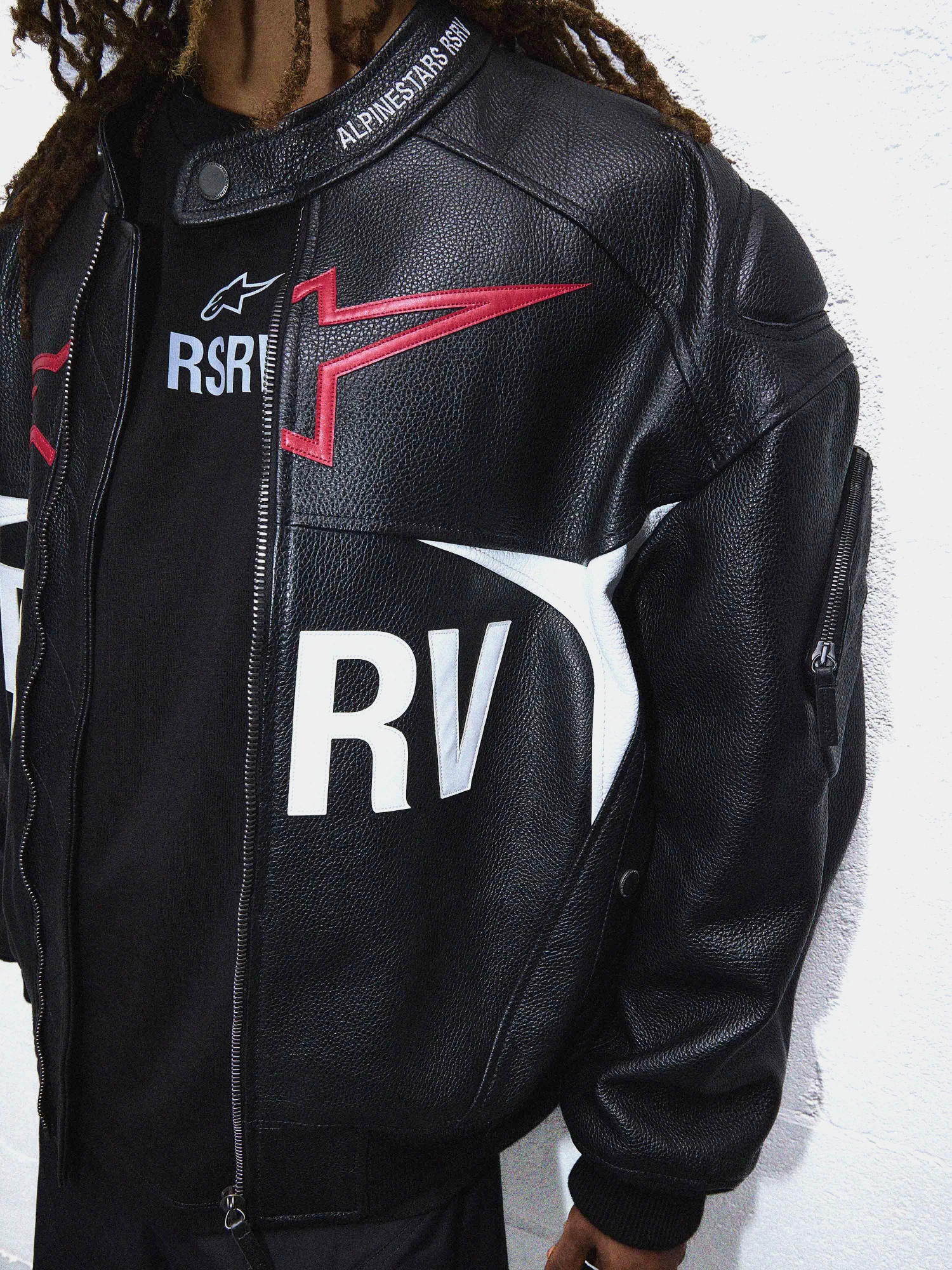 Кожаная куртка ALPINESTARS RSRV The Chief Bomber Blk/Wh/Red