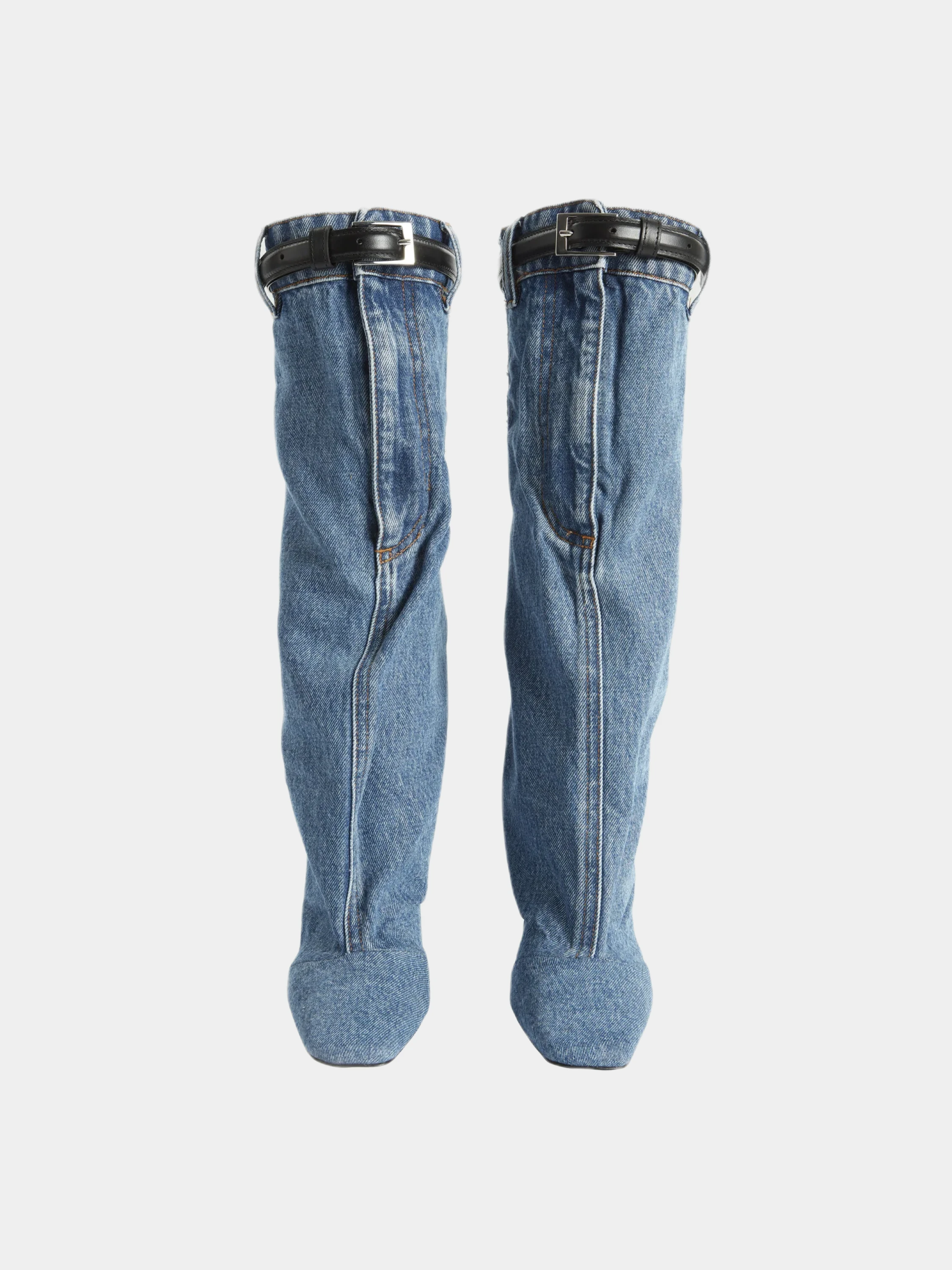 Женские сапоги Coperni Denim Open Knee Bridge Blue