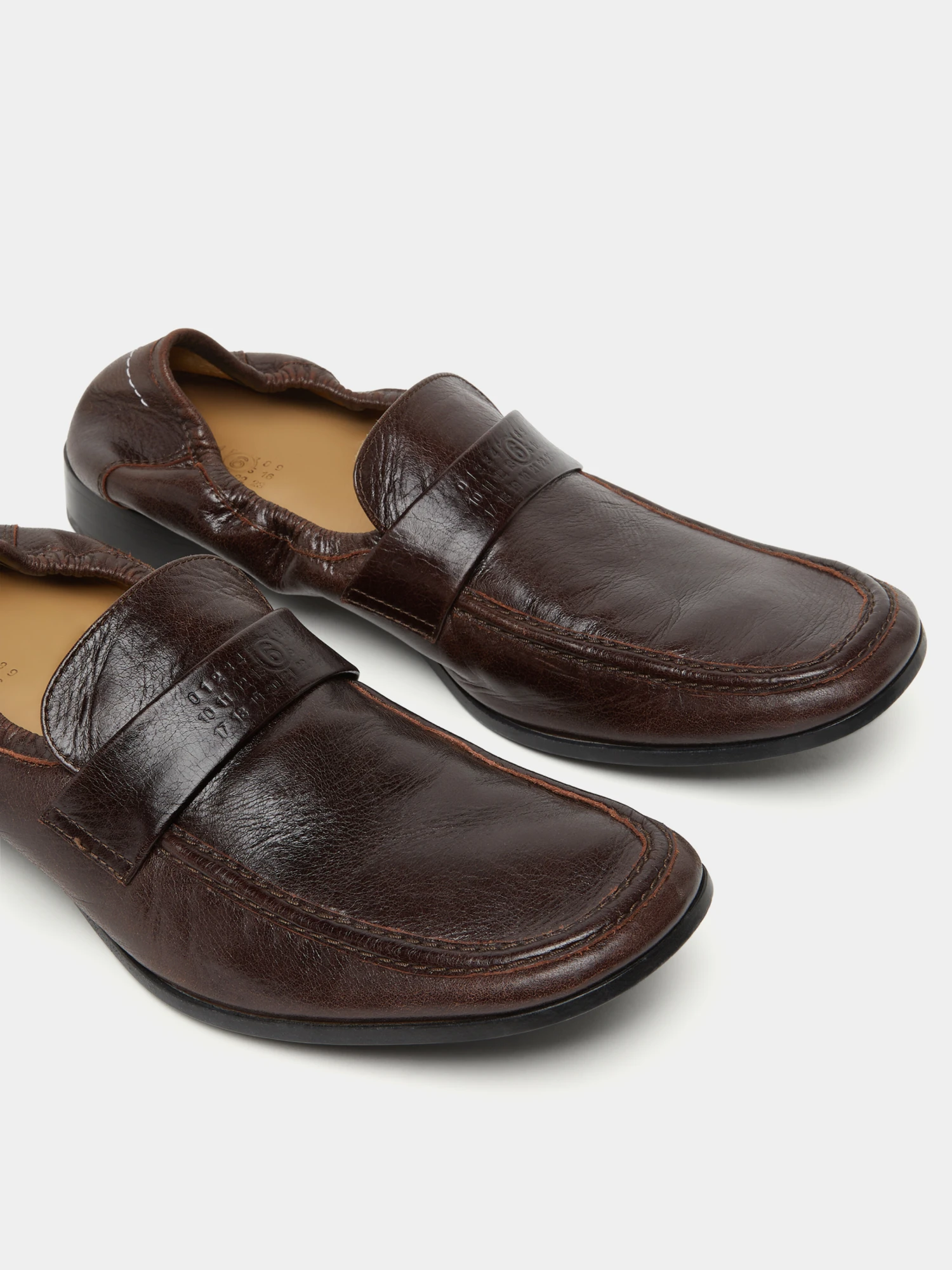 Лоферы MM6 Maison Margiela Swing-Toe Leather Brown