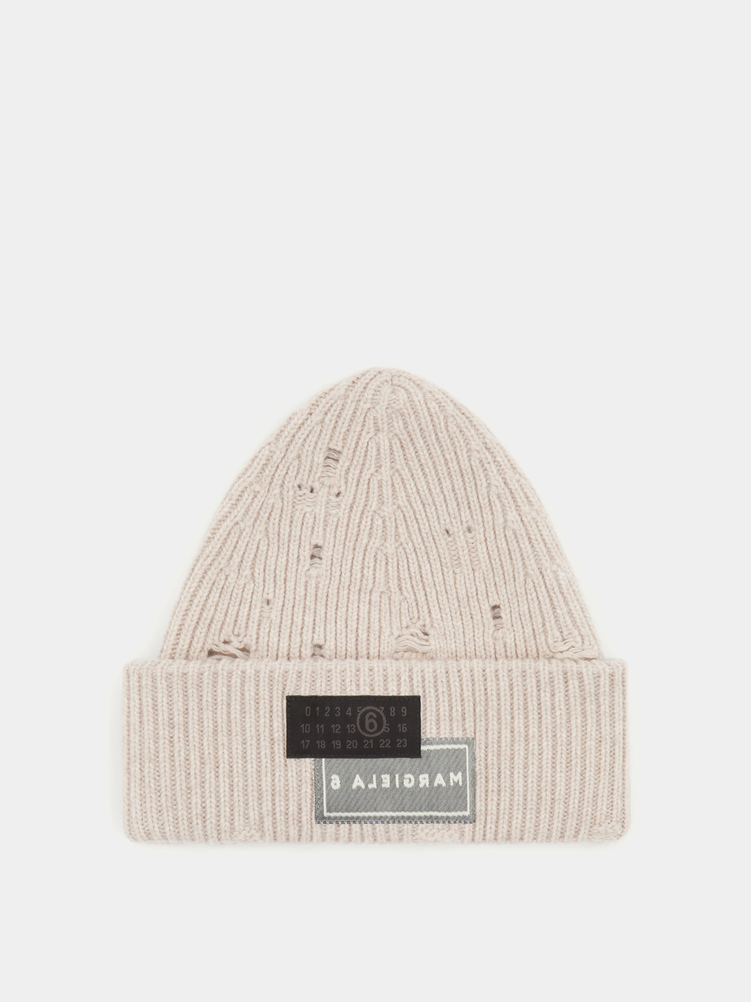 Шапка MM6 Maison Margiela Distressed Beige